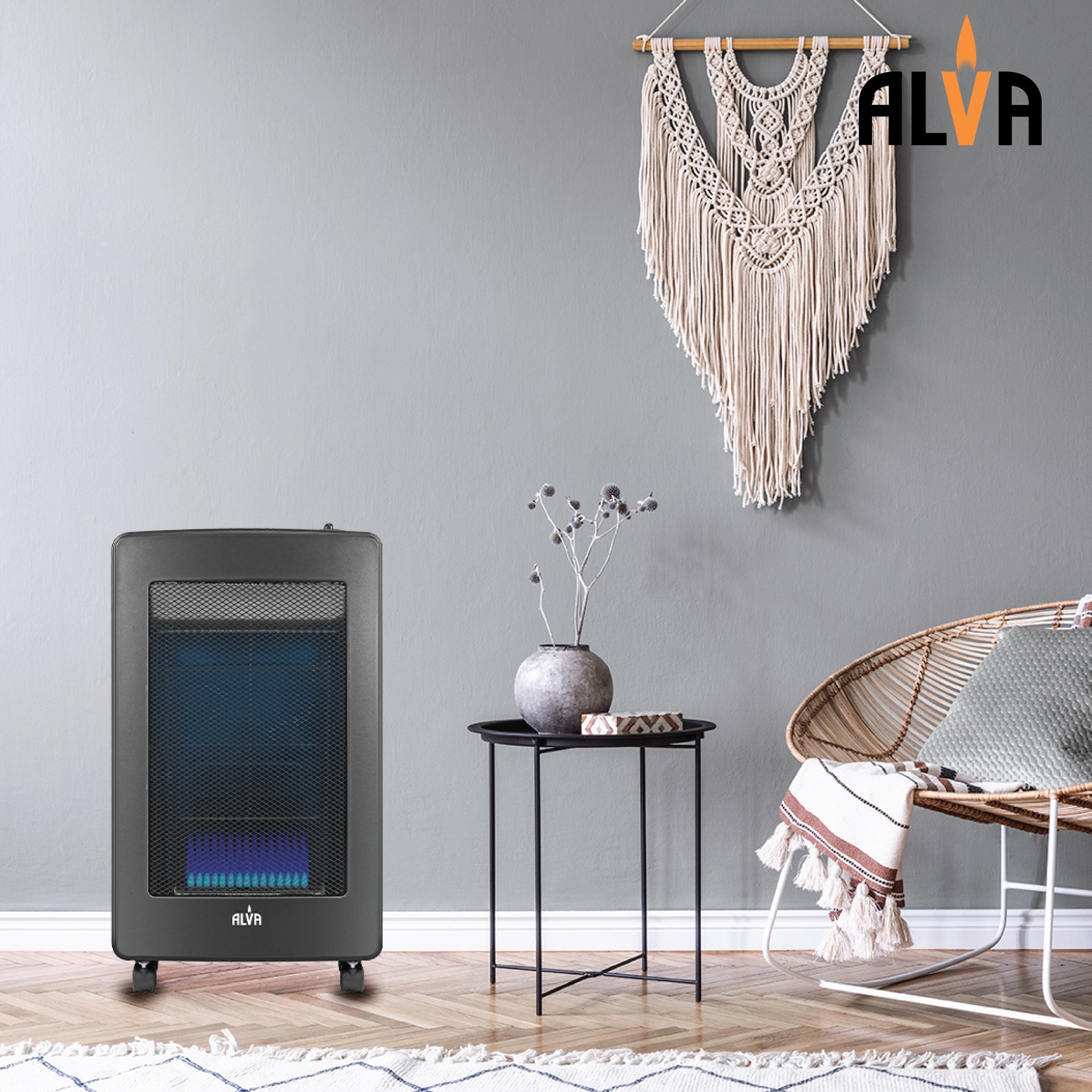 Blue-Flame Convection Roll-About Gas Heater - Black