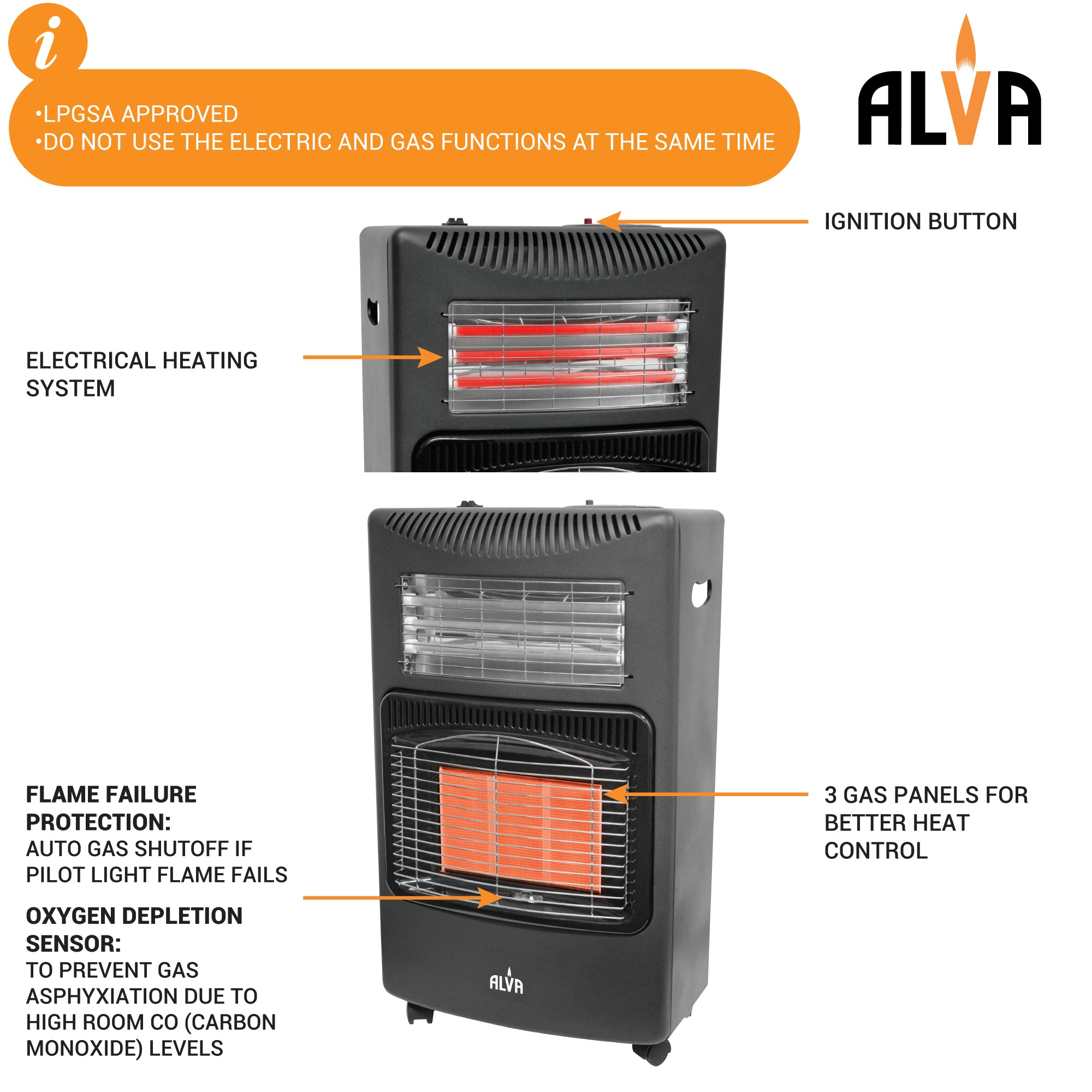 Infrared Radiant Gas & Electric Dual Indoor Heater