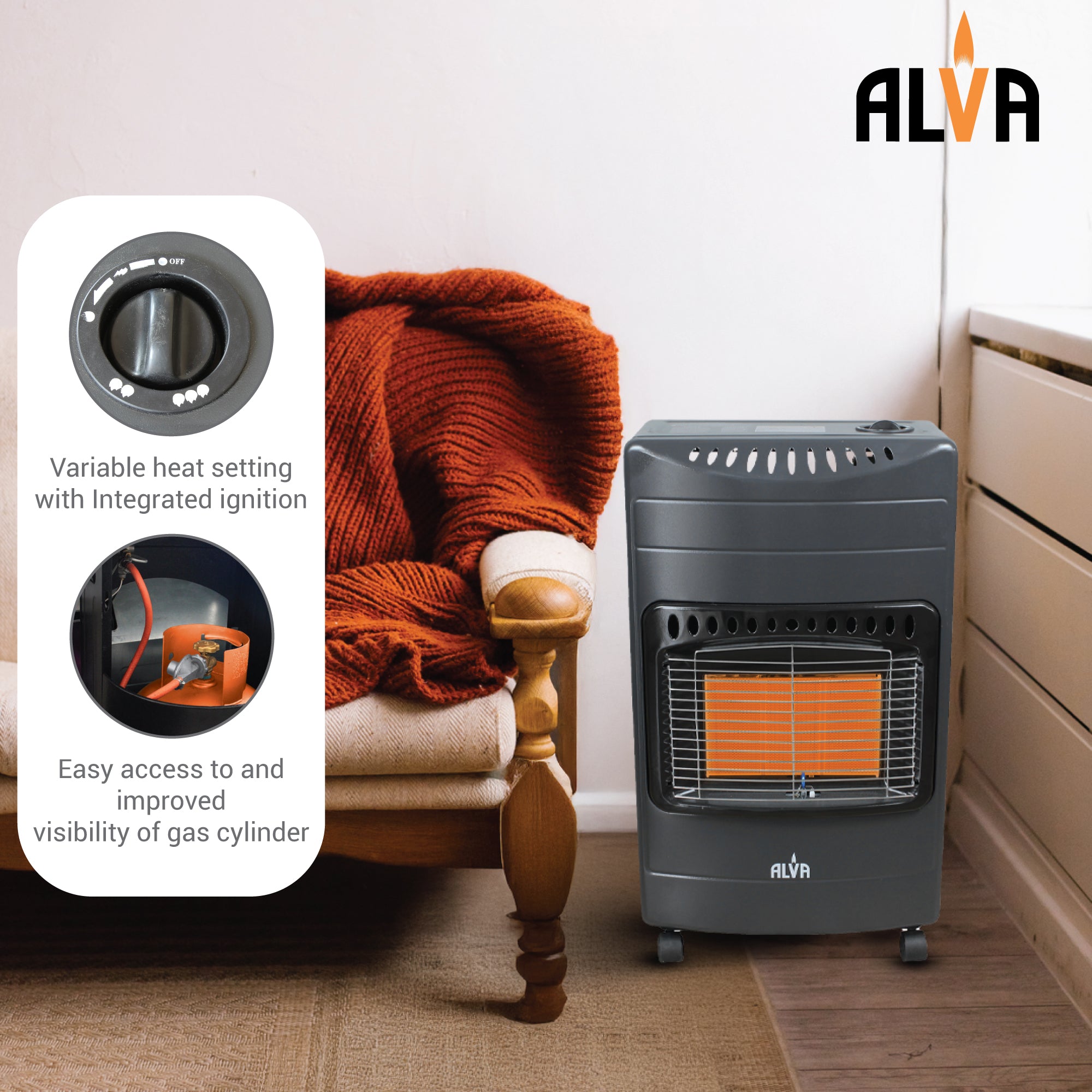3-Panel Luxurious Infrared Radiant Indoor Gas Heater