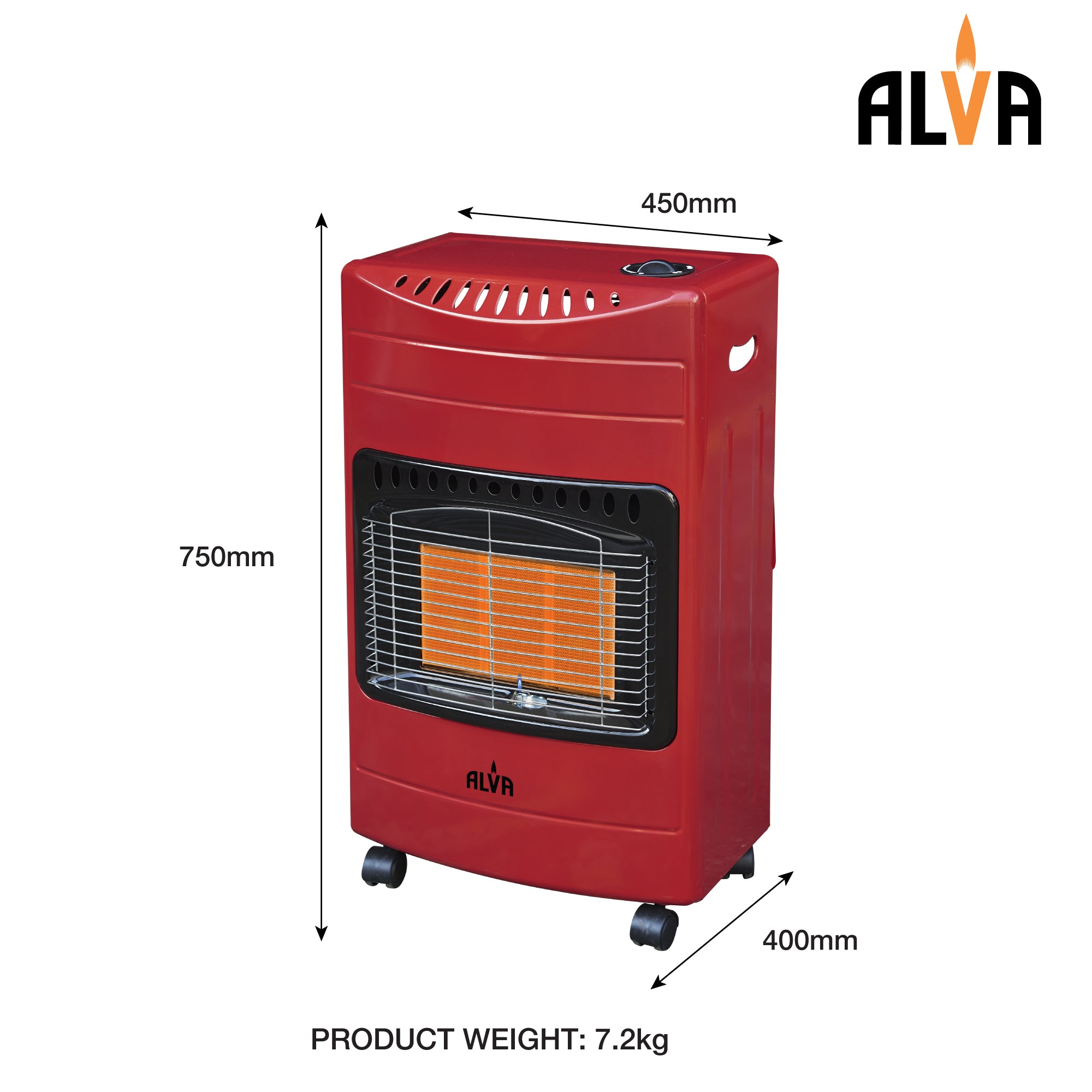 3-Panel Luxurious Infrared Radiant Indoor Gas Heater - Red