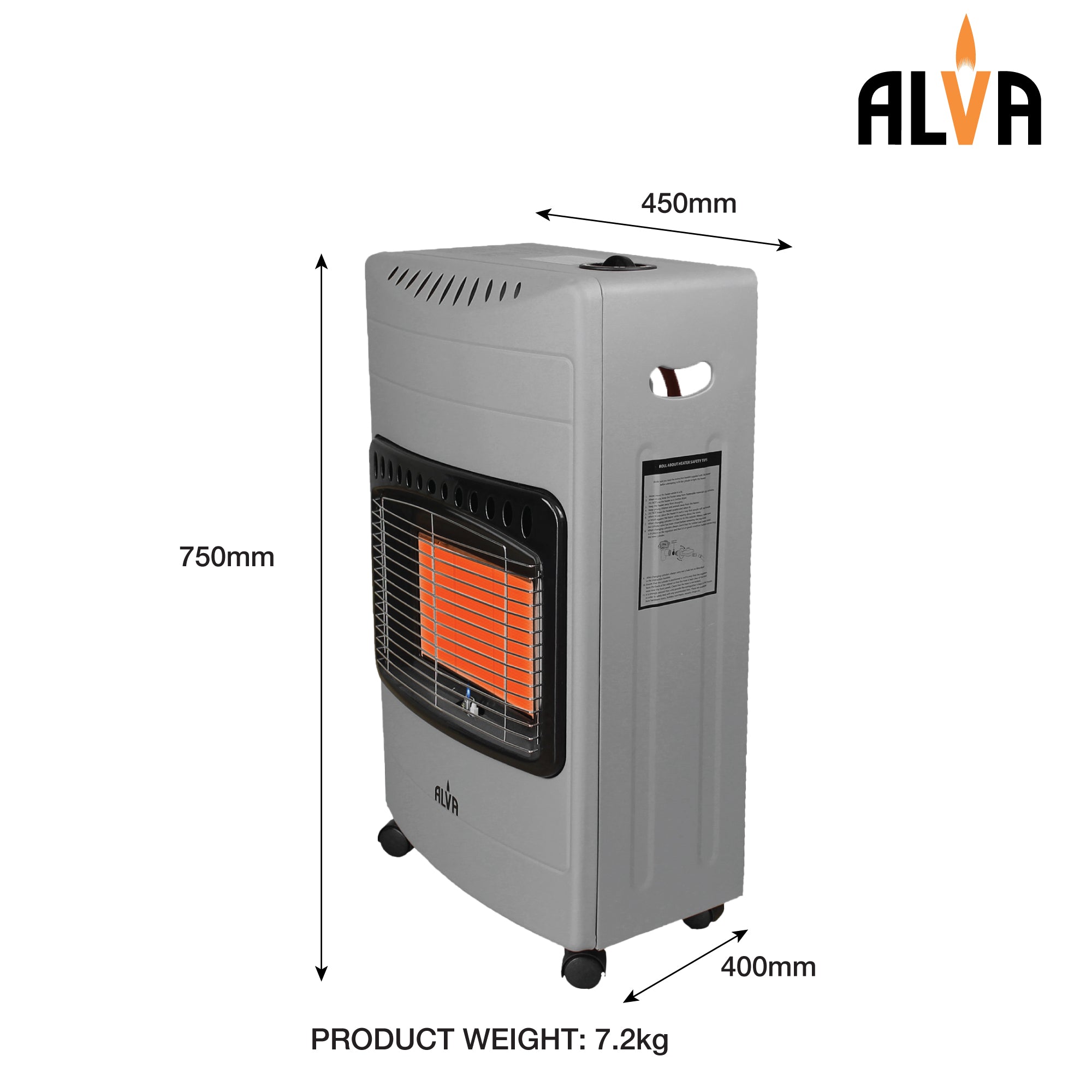 3-Panel Luxurious Infrared Radiant Indoor Gas Heater - Grey