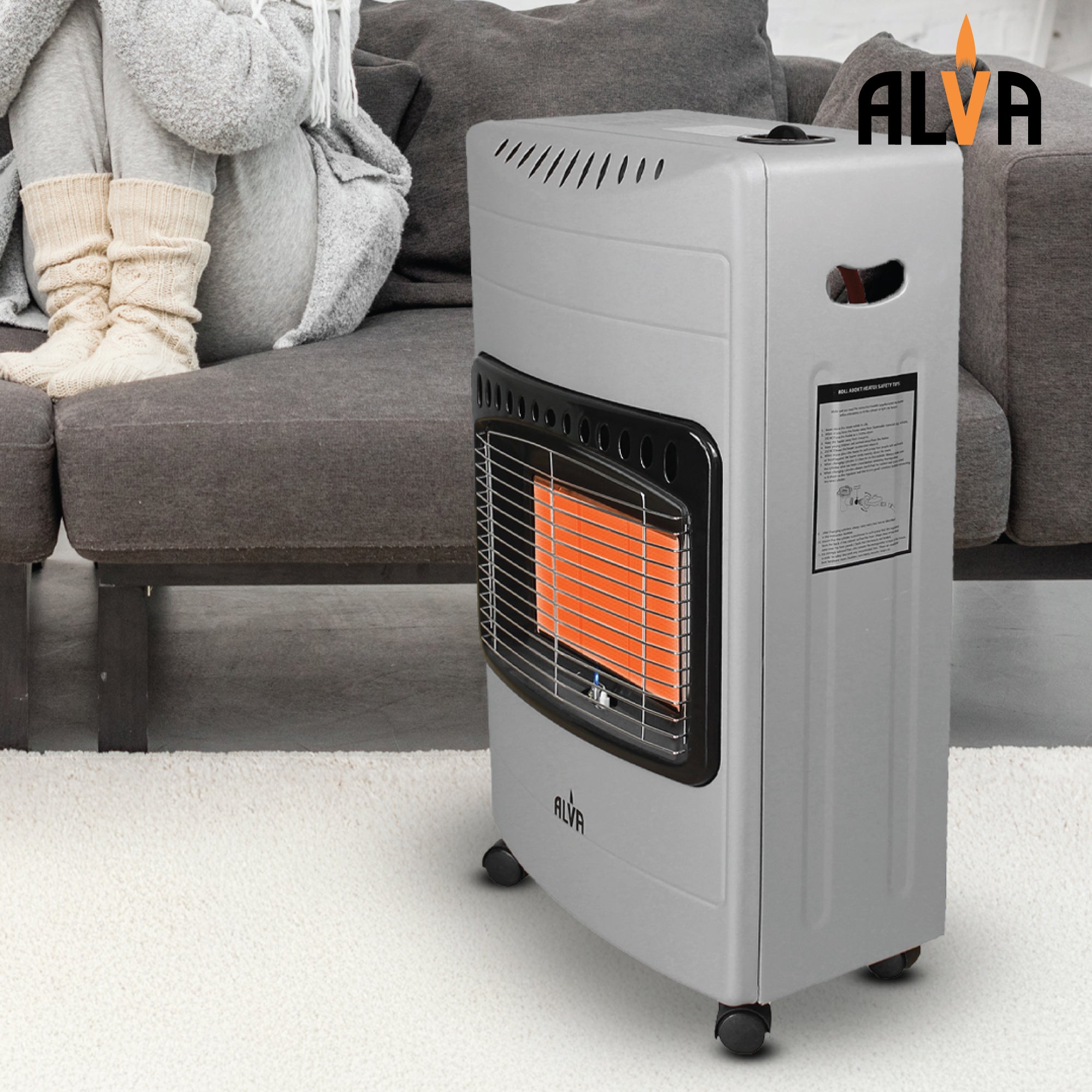 3-Panel Luxurious Infrared Radiant Indoor Gas Heater - Grey