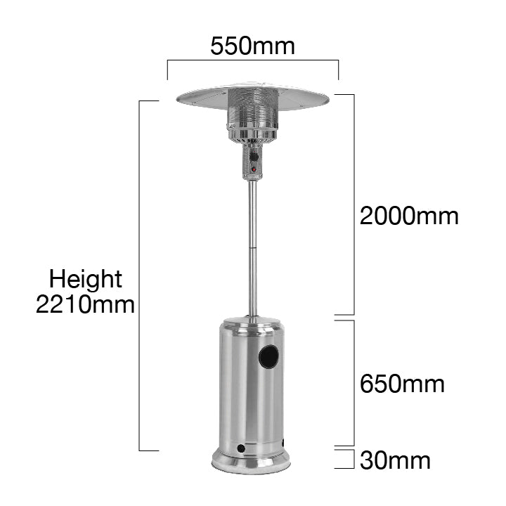 Gas Patio Heater - Stainless Steel