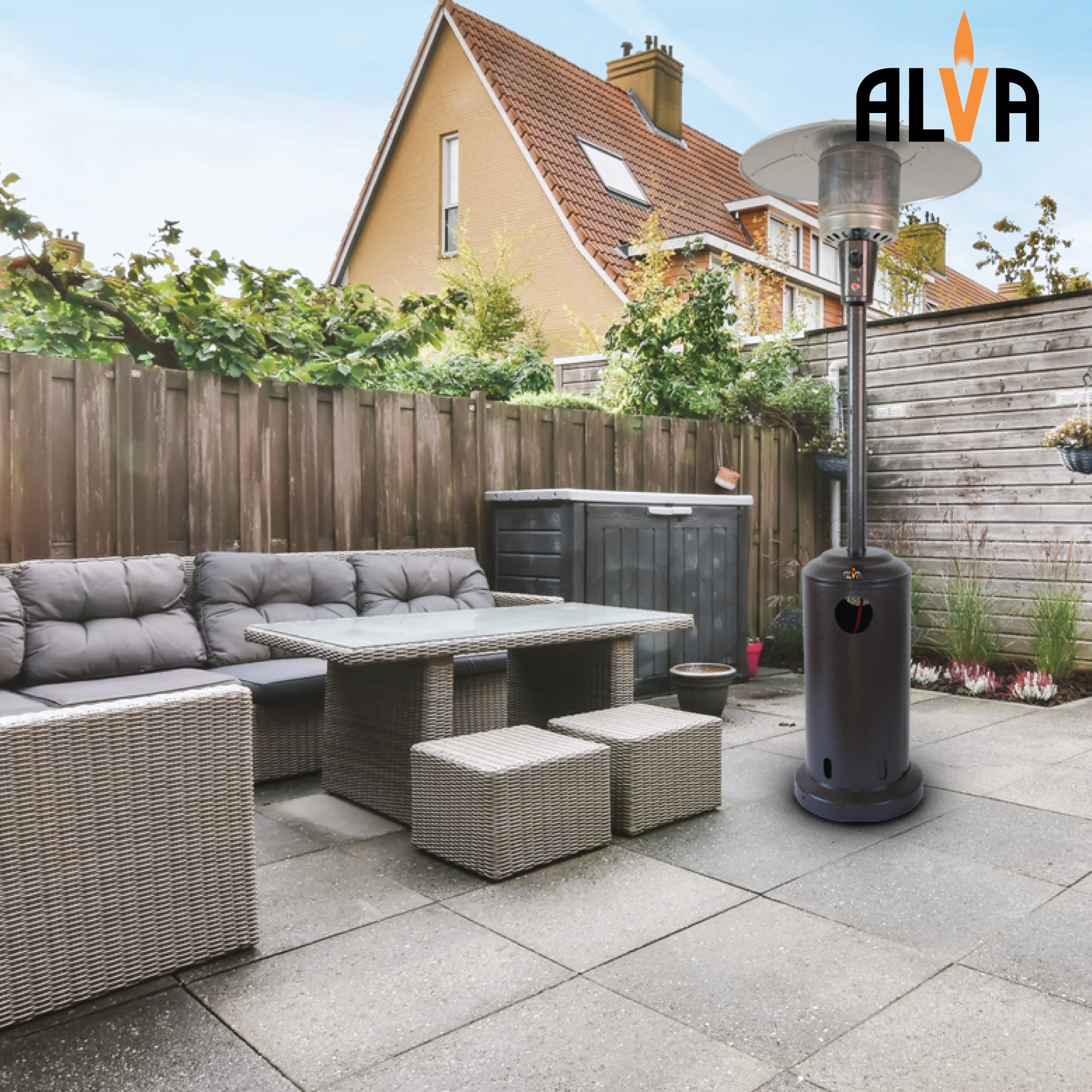 Gas Patio Heater - Bronze Hammertone Cabinet