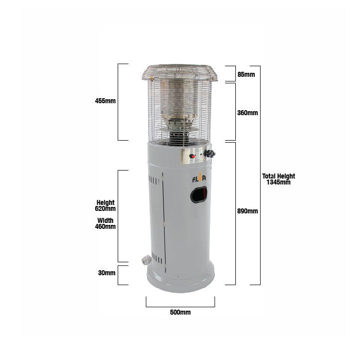 Short Stand Gas Patio Heater 1.35m - Light Cement Grey