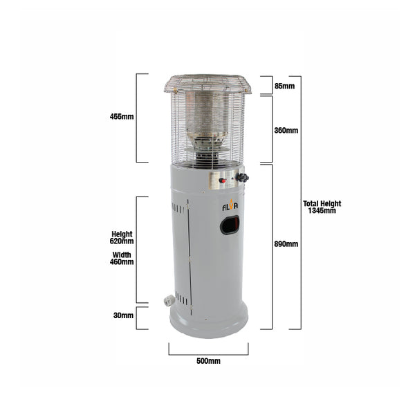 ALVA SHORT STAND GAS PATIO HEATER 1.35M TALL LIGHT CEMENT GREY Alva Lifestyle