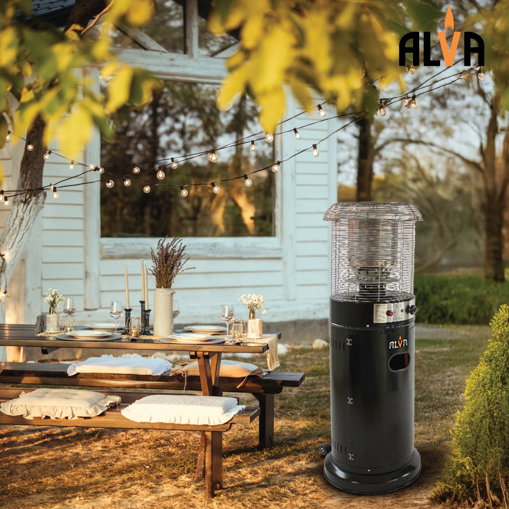 Short Stand Gas Patio Heater 1.35m - Black