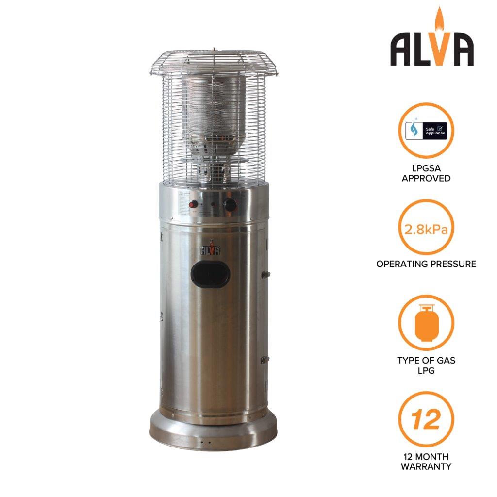 Short Stand Gas Patio Heater 1.35m - Stainless Steel