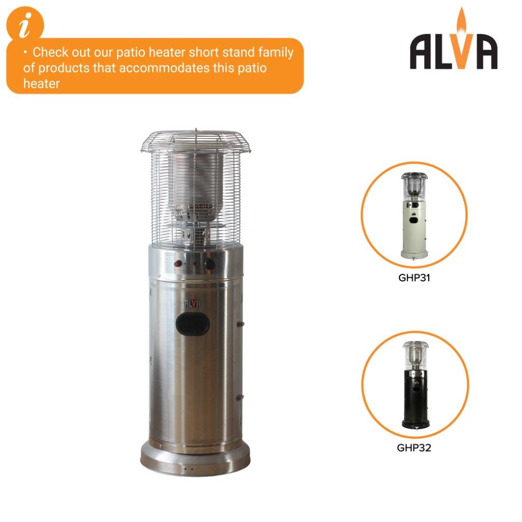 Short Stand Gas Patio Heater 1.35m - Stainless Steel