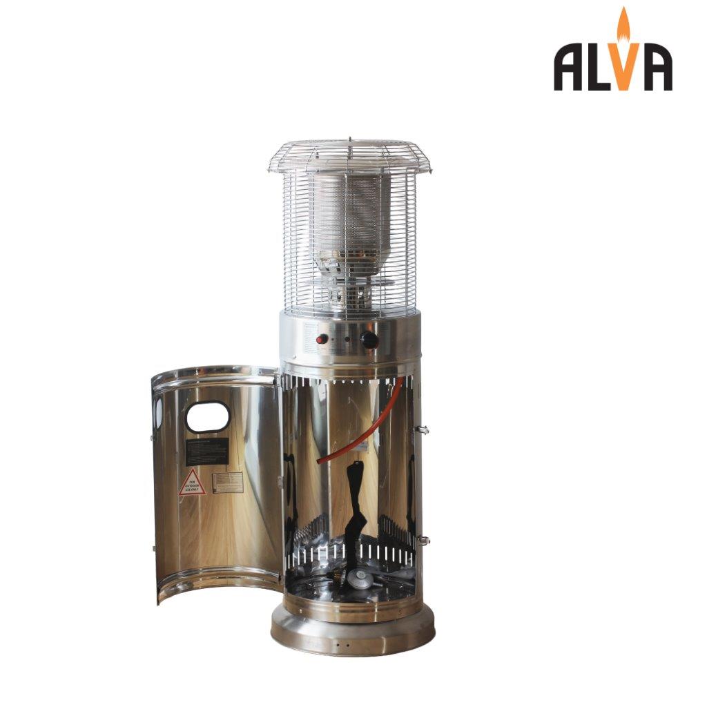 Short Stand Gas Patio Heater 1.35m - Stainless Steel