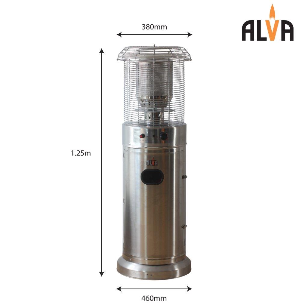 Short Stand Gas Patio Heater 1.35m - Stainless Steel