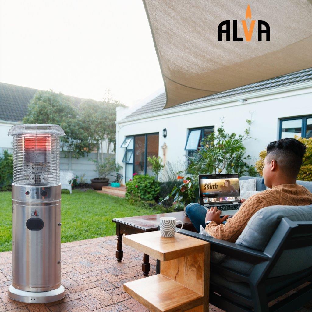 Short Stand Gas Patio Heater 1.35m - Stainless Steel