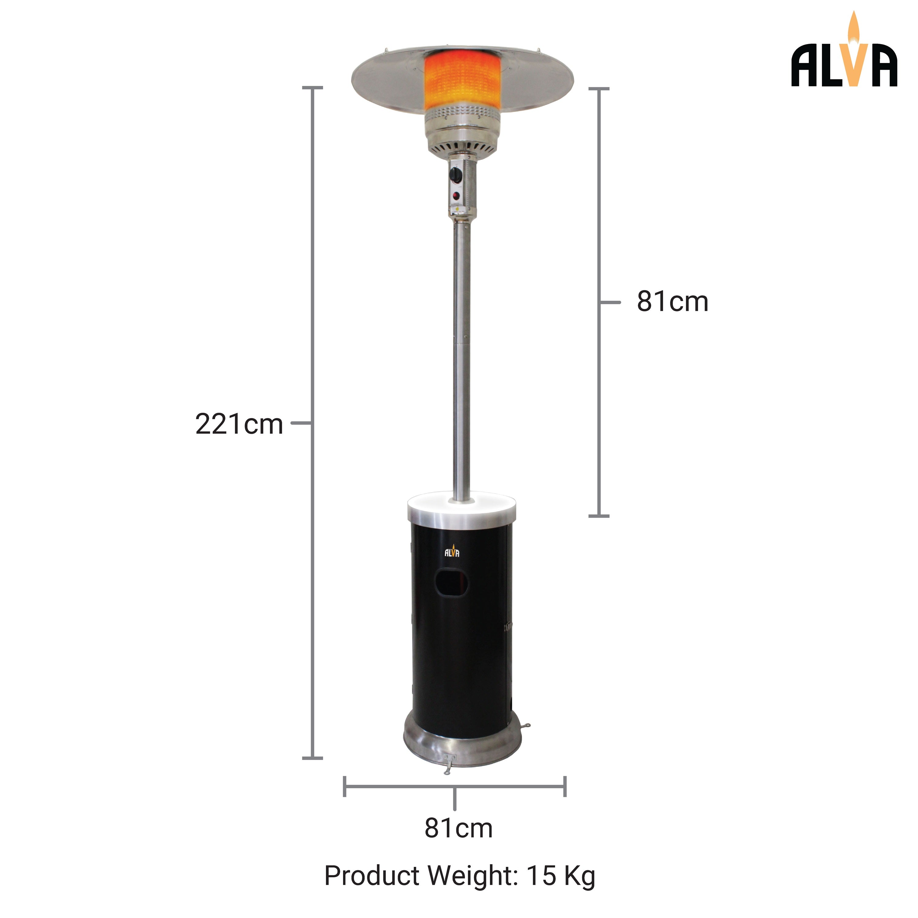 Gas Patio Heater - LED Light-Up Table