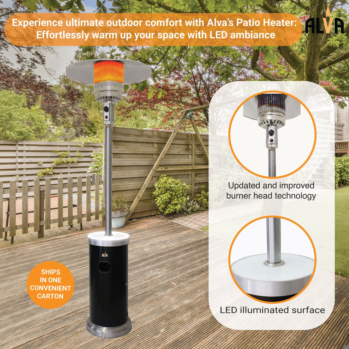 PATIO HEATER WITH LED LIGHT-UP TABLE