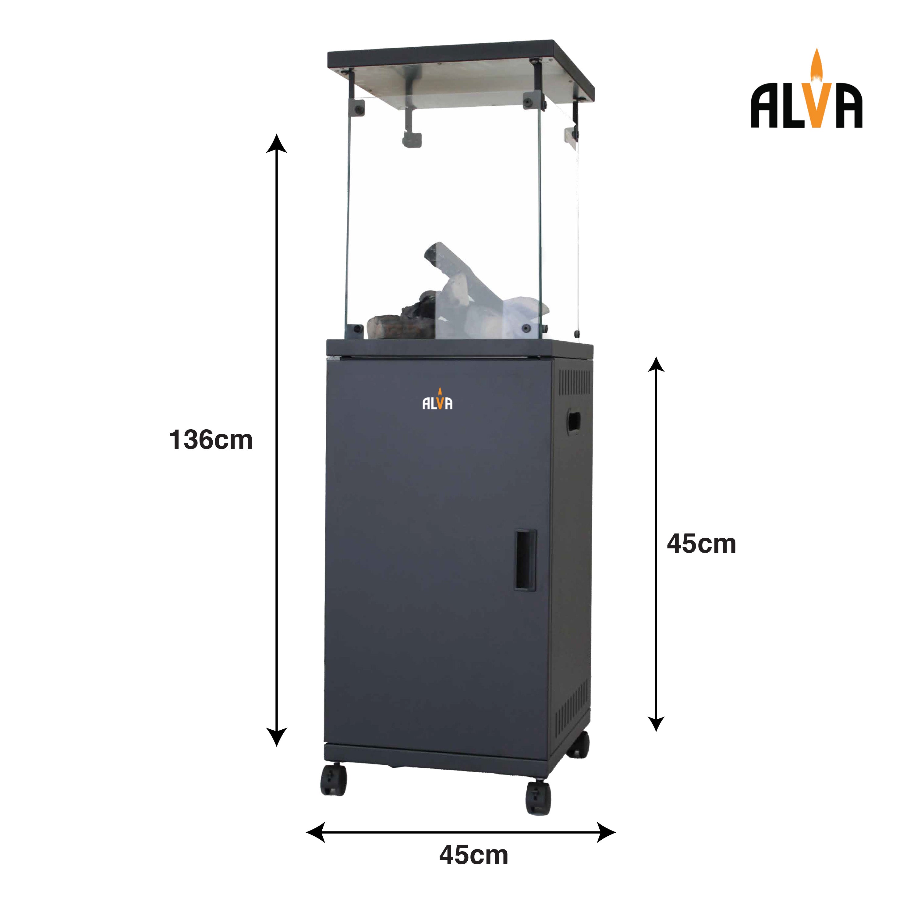 Short Stand Gas Patio Heater - Ceramic Log-Style
