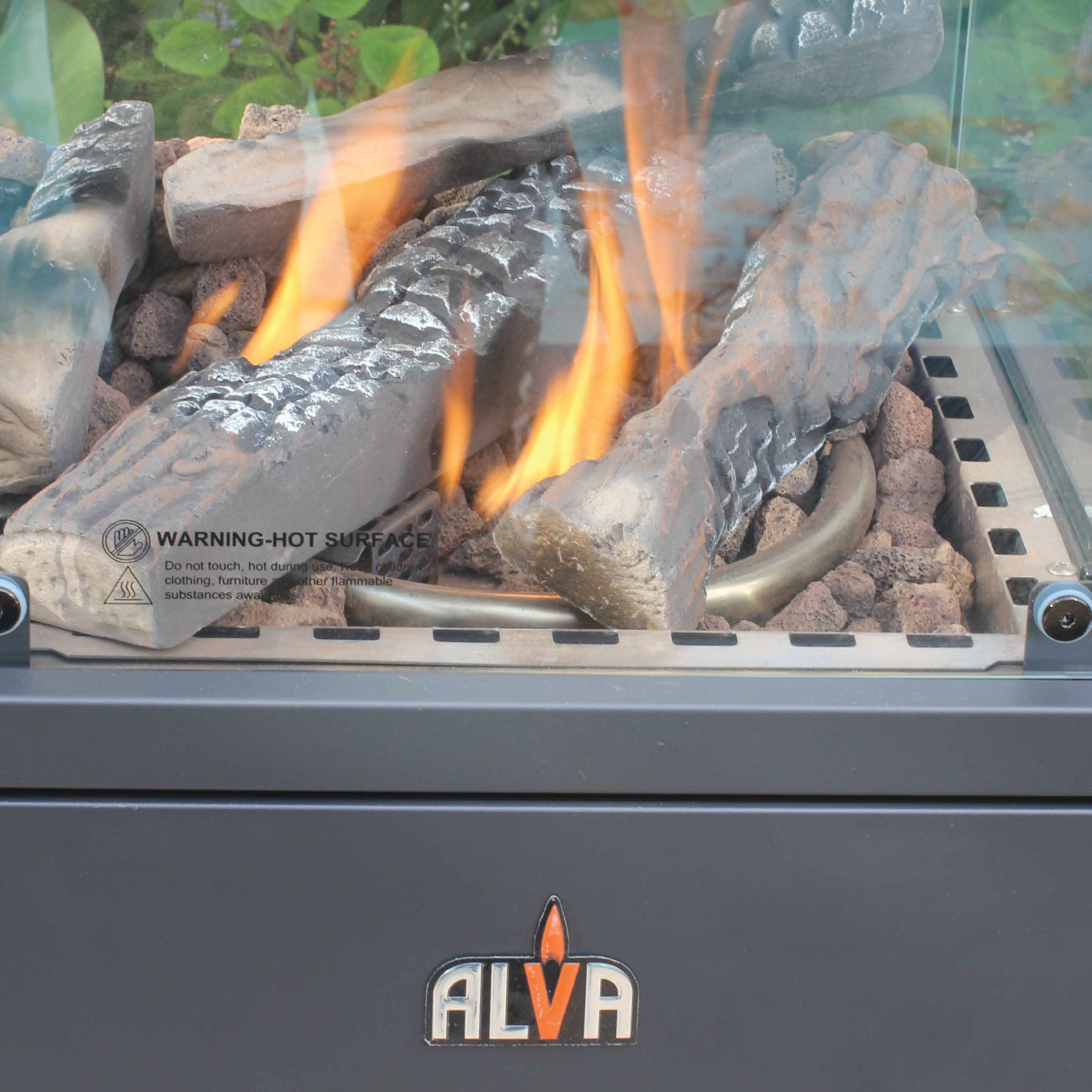Short Stand Gas Patio Heater - Ceramic Log-Style