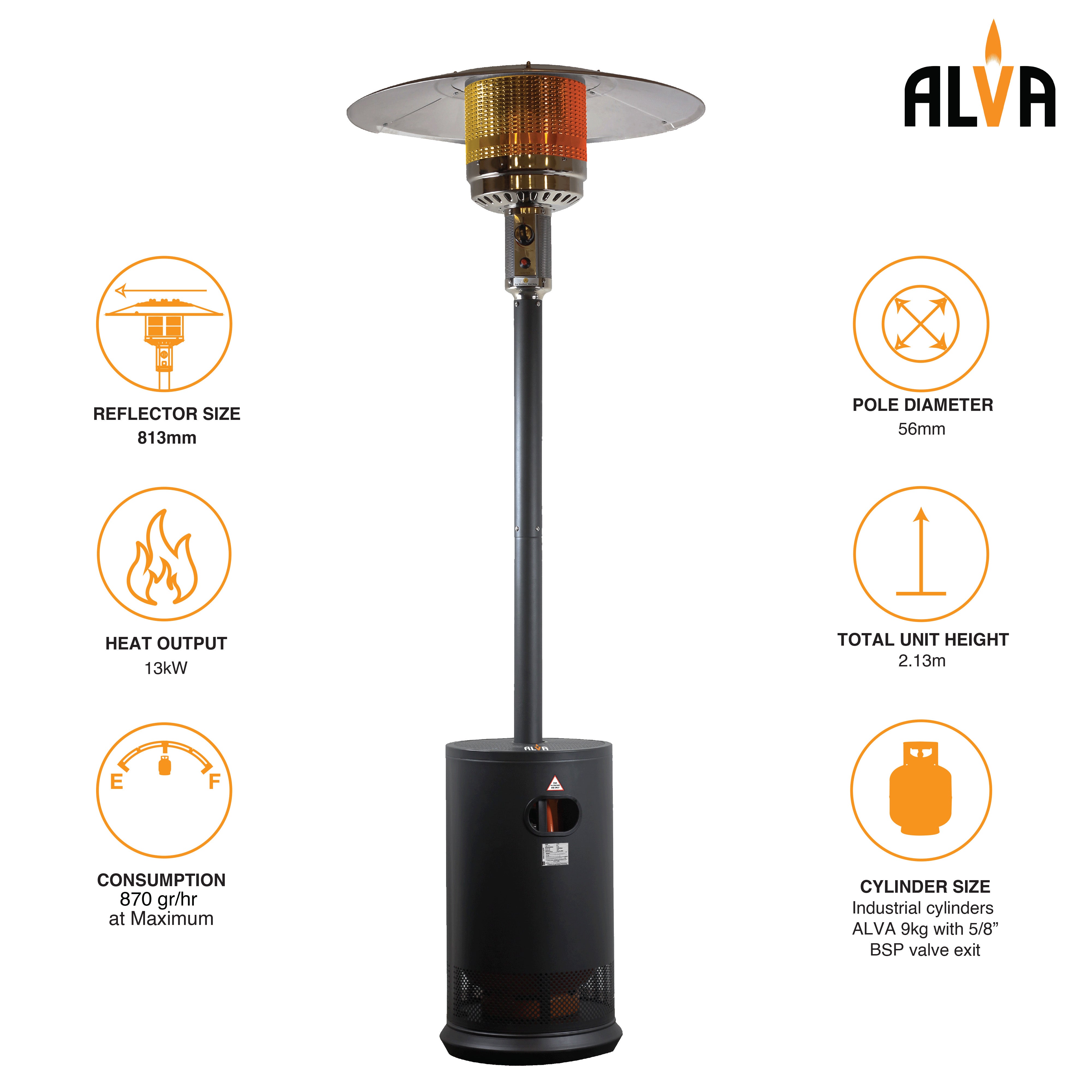 Gas Patio Heater | Flat Top Cabinet Design
