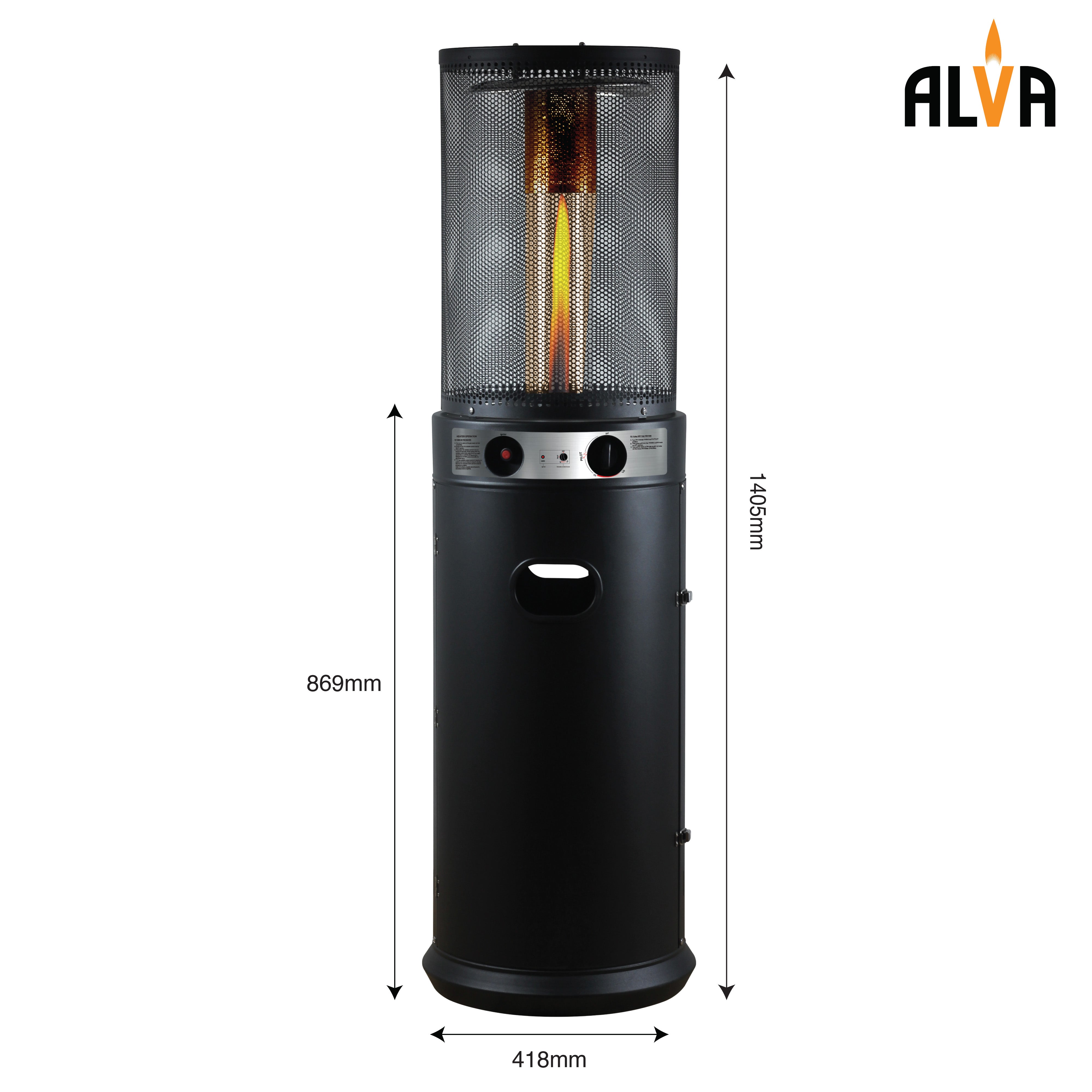 Circular Midi Stand Gas Patio Heater | Fire Stick Design