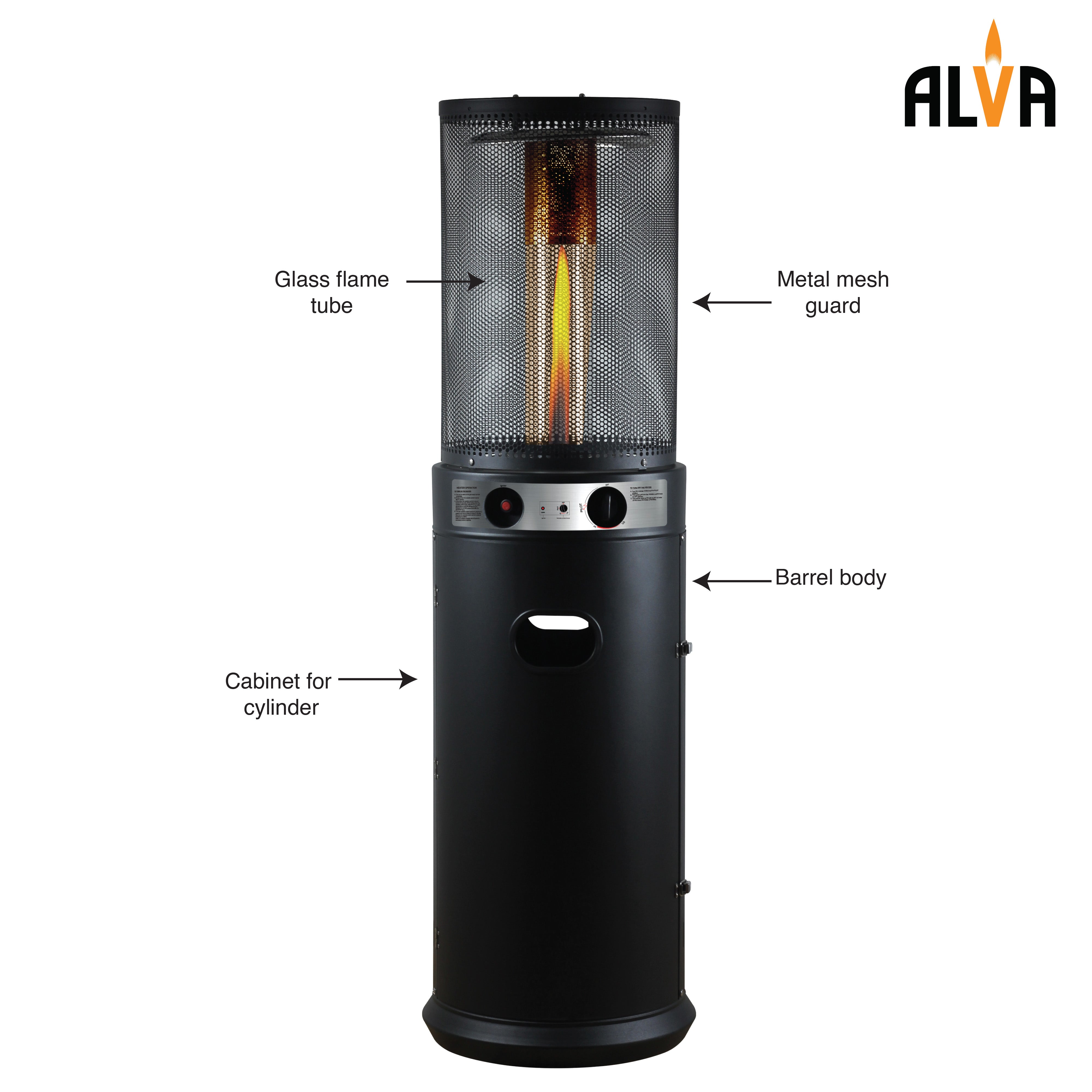 Circular Midi Stand Gas Patio Heater | Fire Stick Design