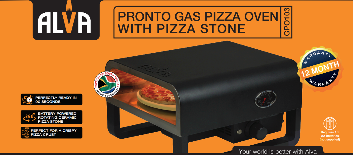 ALVA Pronto LPG Gas Pizza Oven - Black
