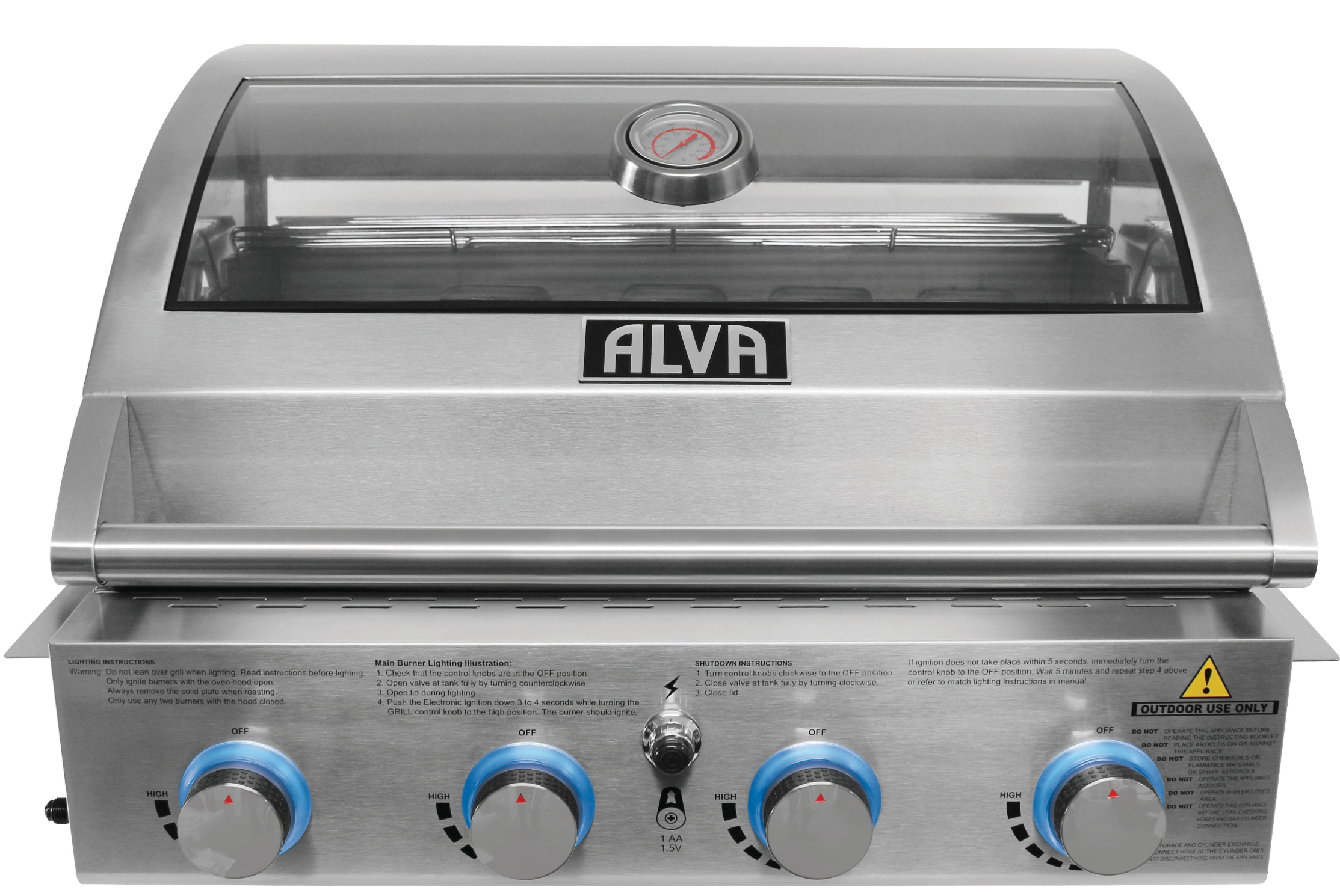 Mojave 4-Burner Glass Hood Drop-In Gas BBQ