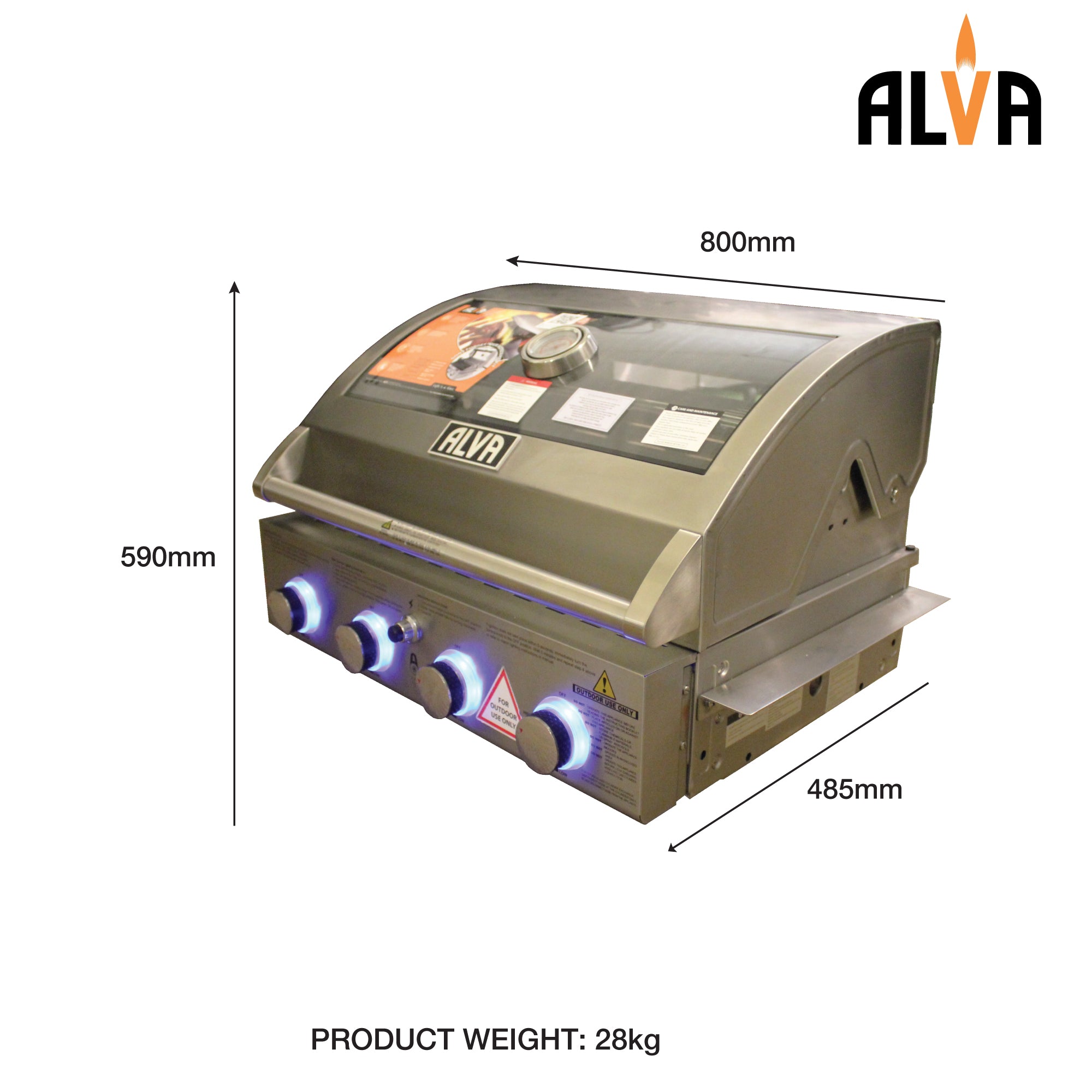 Mojave 4-Burner Glass Hood Drop-In Gas BBQ