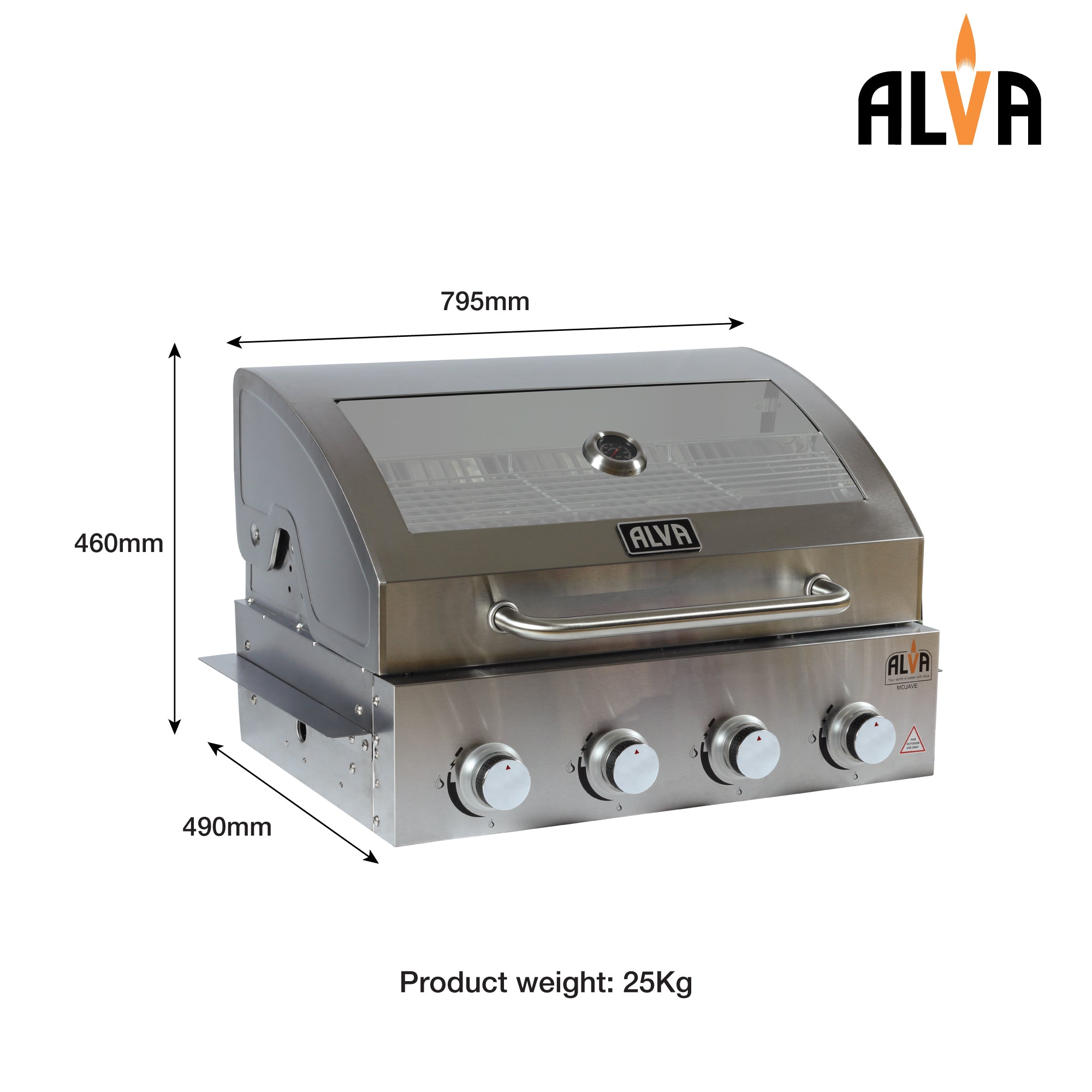 Mojave 4-Burner Glass Hood Drop-In Gas BBQ