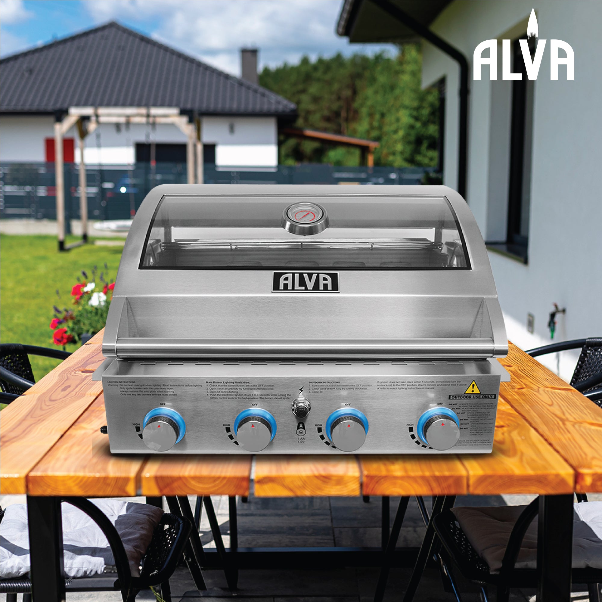 Mojave 4-Burner Glass Hood Drop-In Gas BBQ