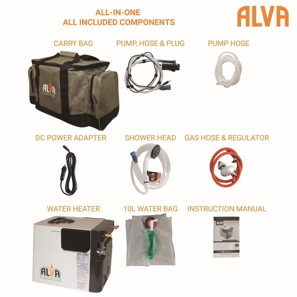 Shower Head with Hose & Tap Connector for Alva GW205 Portable Gas Water Heater