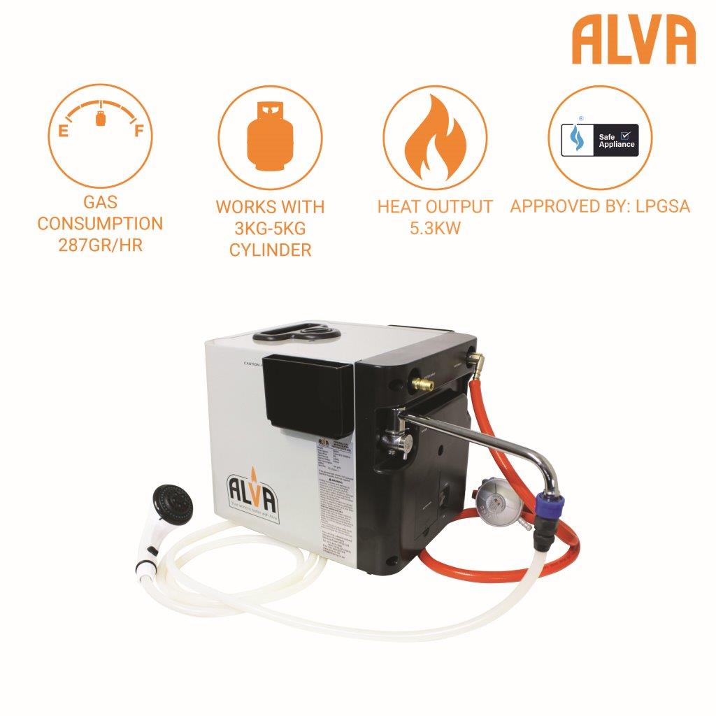 Shower Head with Hose & Tap Connector for Alva GW205 Portable Gas Water Heater