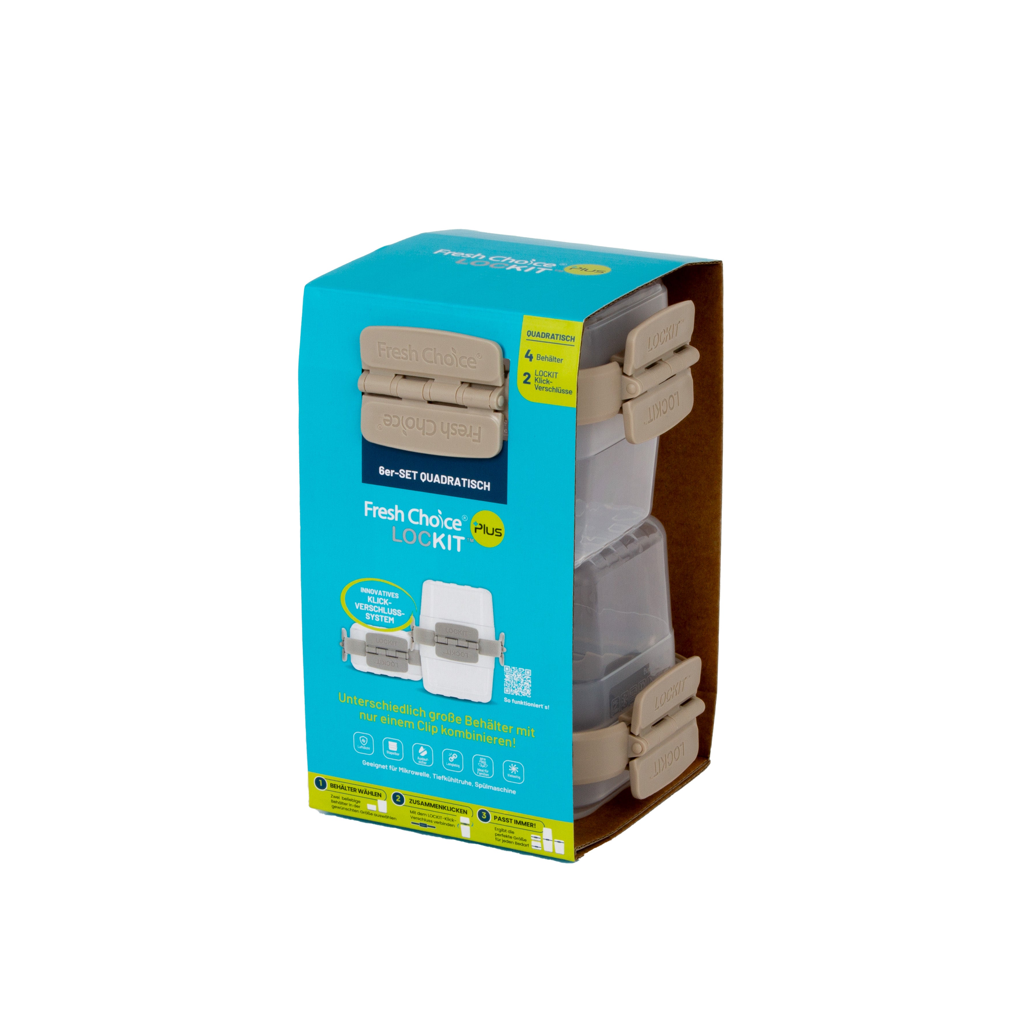 Fresh Choice | Lockit Square Medium 6-Piece Set | Modular Food Storage