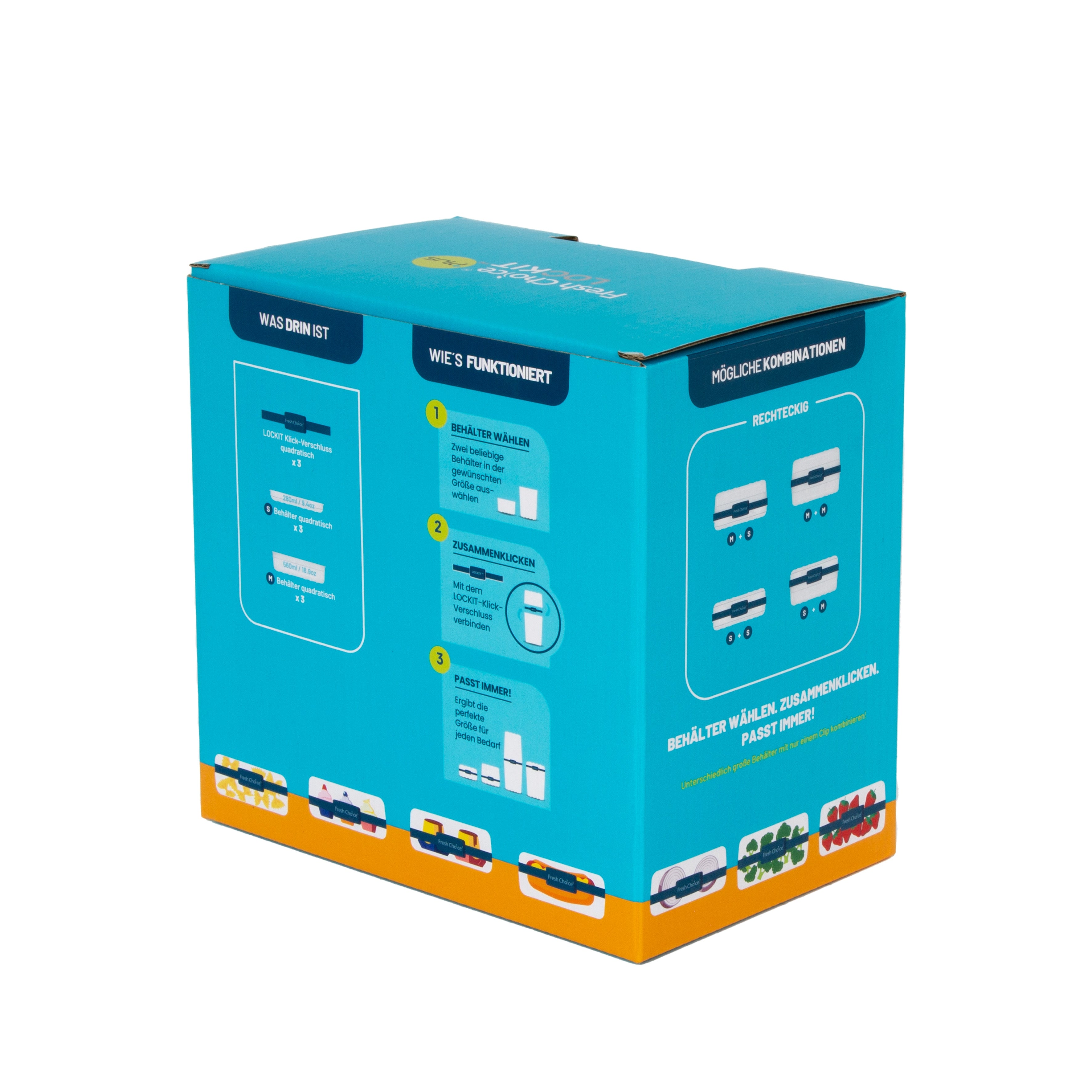 Fresh Choice | Lockit Rectangle Sml Med 9-Piece Set | Modular Food Storage