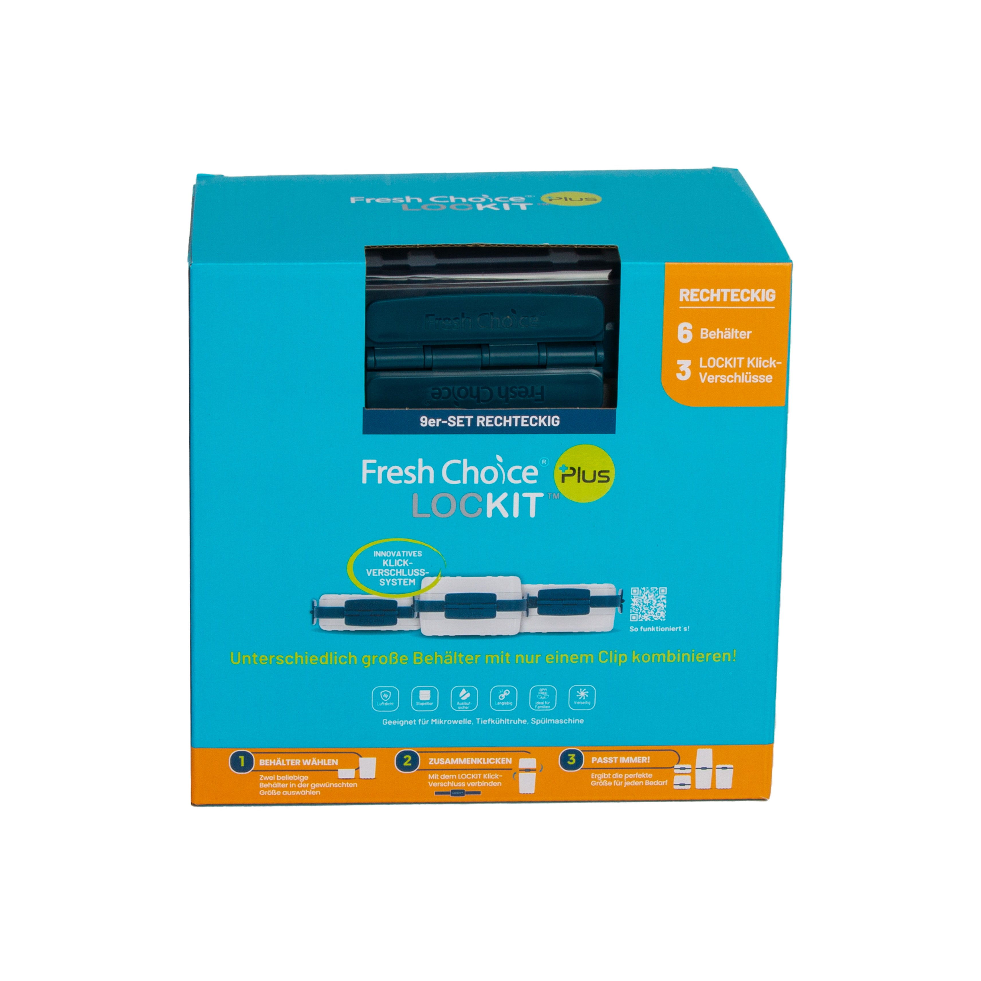 Fresh Choice | Lockit Rectangle Sml Med 9-Piece Set | Modular Food Storage
