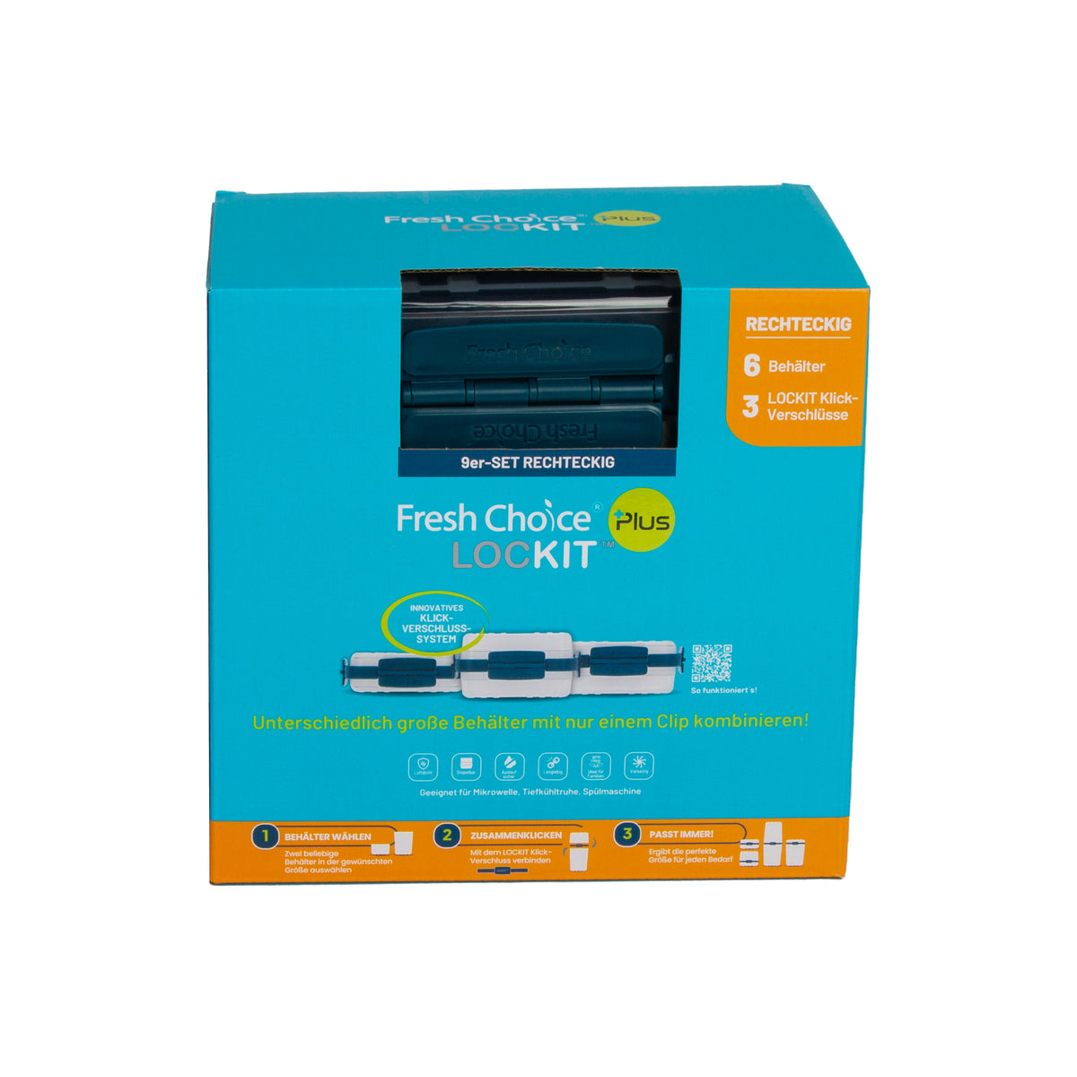 Fresh Choice Lockit Rectangle 9-Piece Set | Modular Food Storage