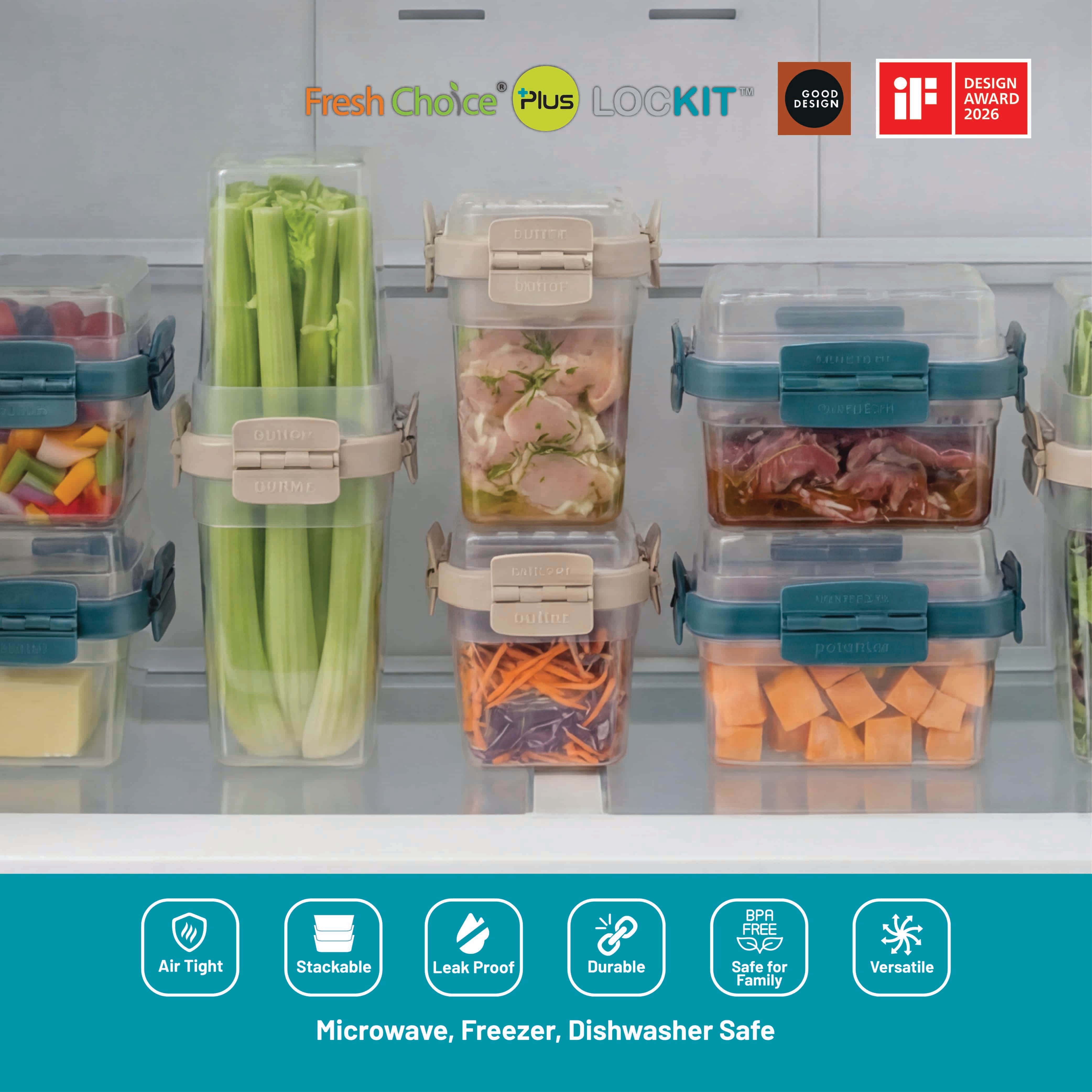 Fresh Choice | Lockit Square & Rectangle 12-Piece Set | Modular Food Storage