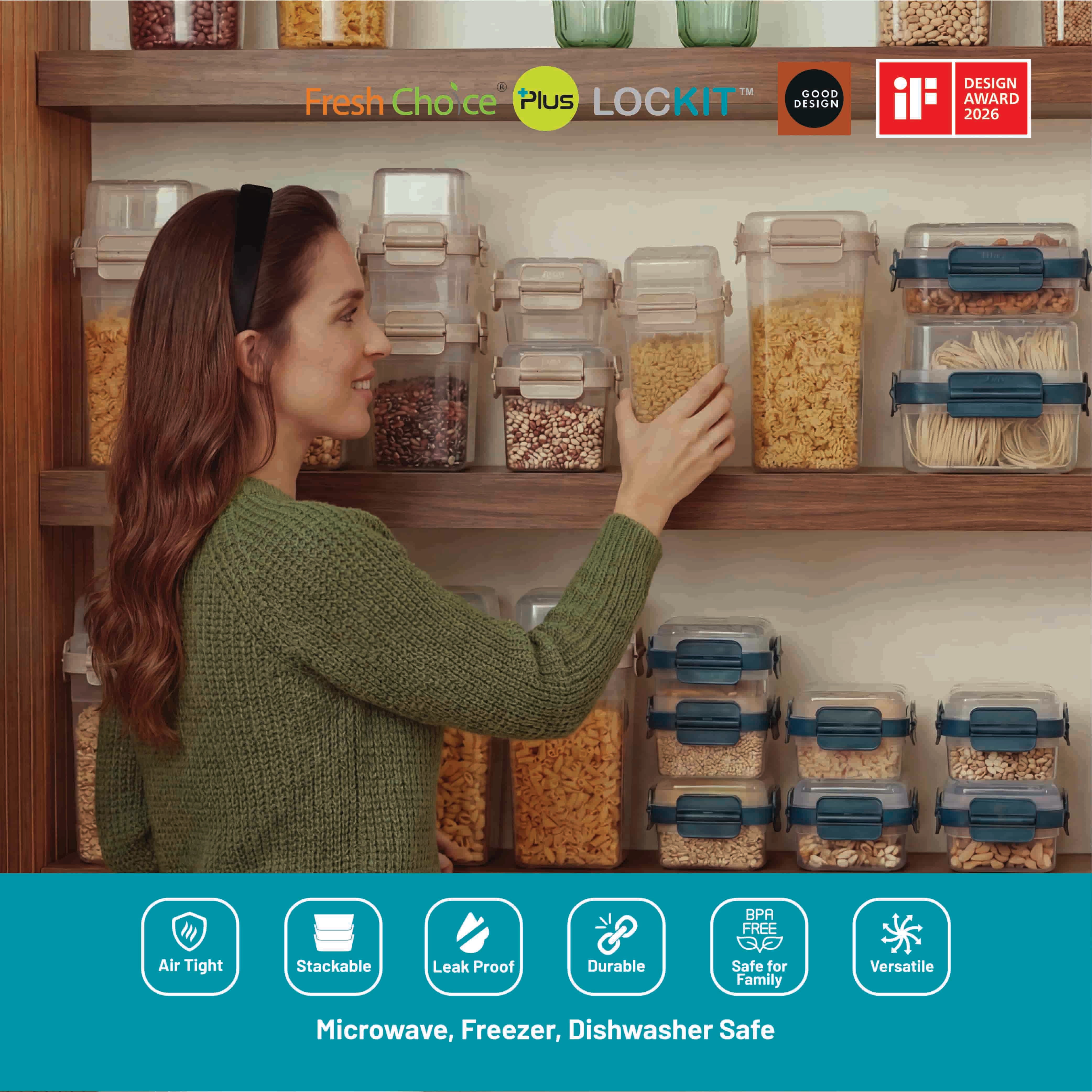 Fresh Choice | Lockit Square & Rectangle 12-Piece Set | Modular Food Storage