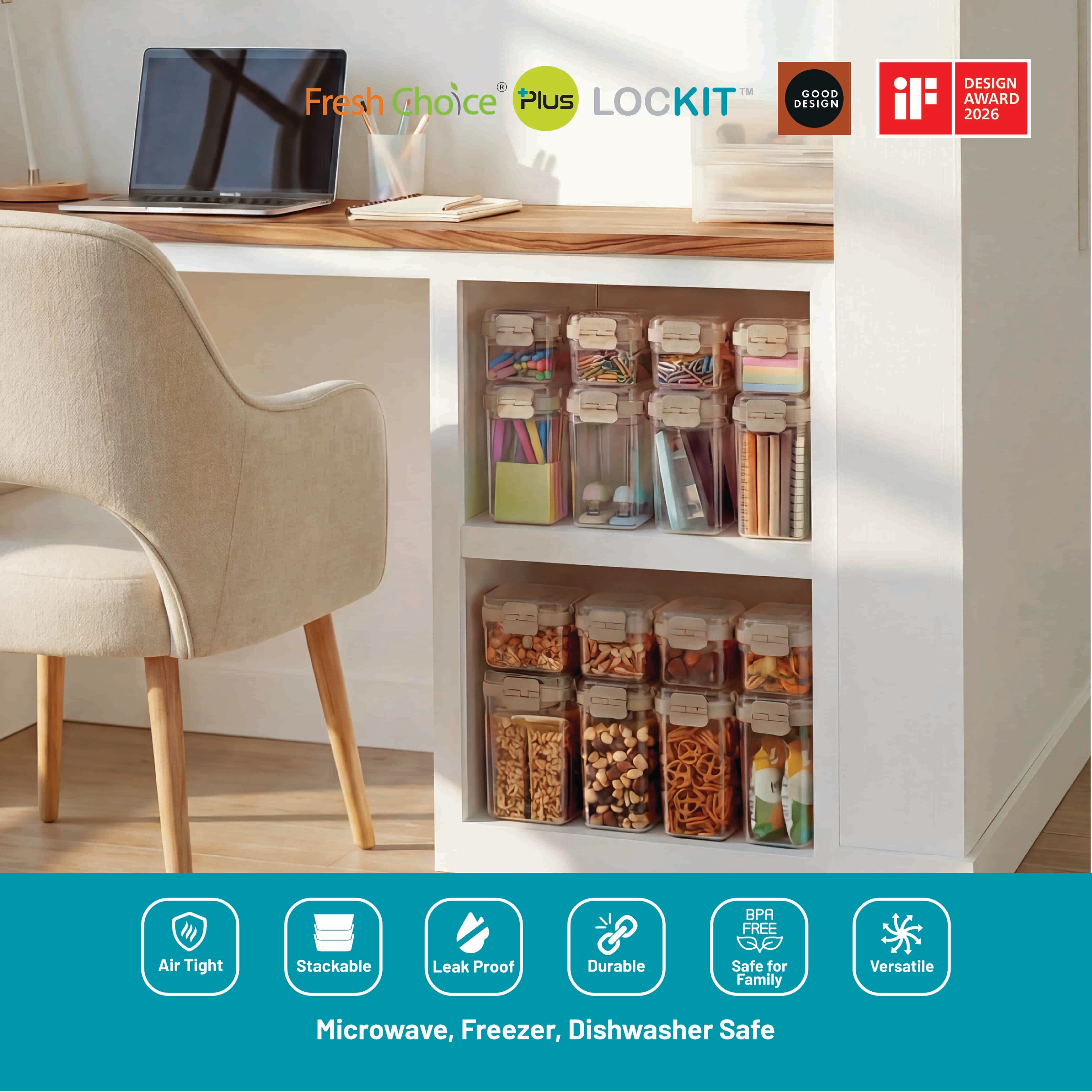 Fresh Choice | Lockit Square & Rectangle 12-Piece Set | Modular Food Storage