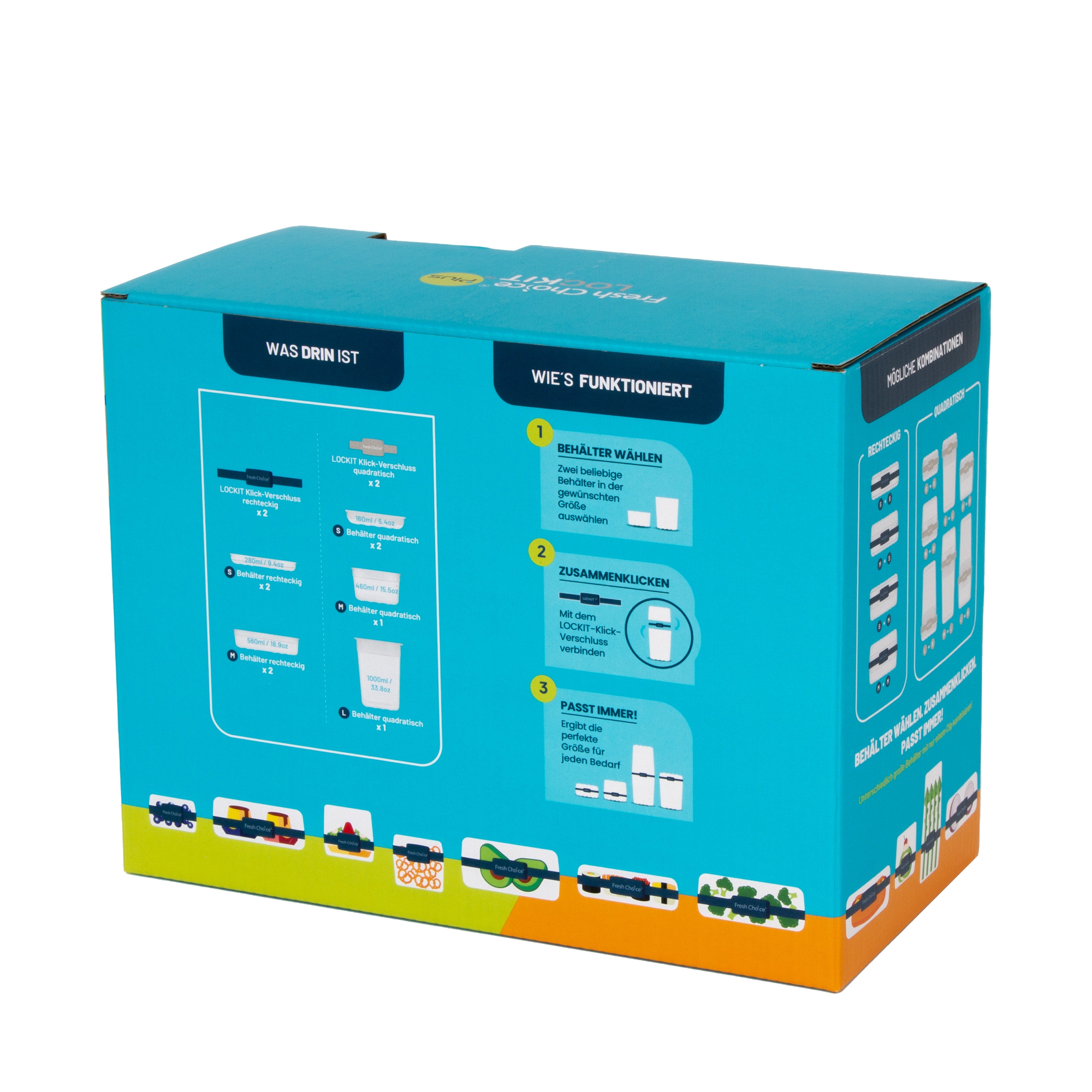 Fresh Choice | Lockit Square & Rectangle 12-Piece Set | Modular Food Storage