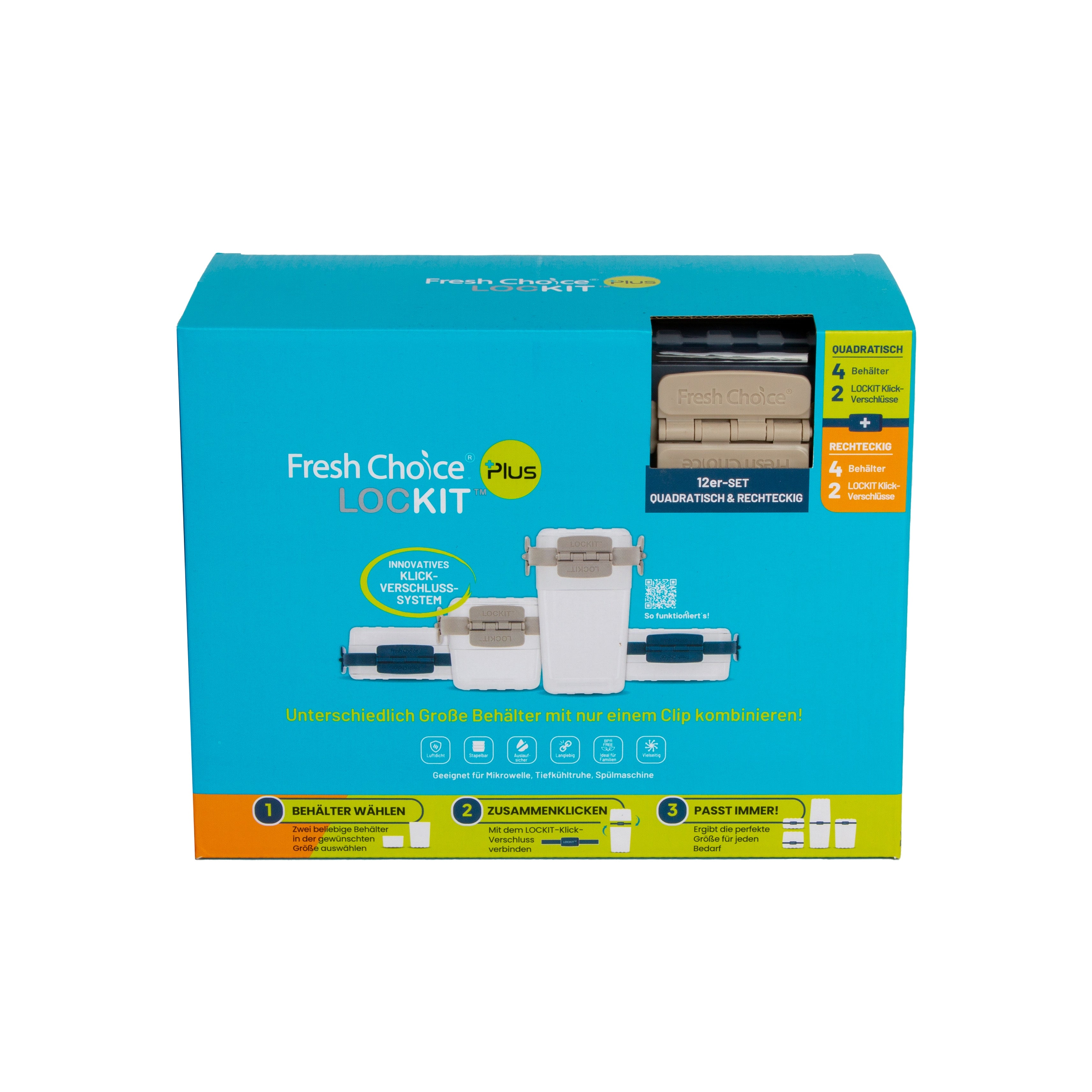 Fresh Choice | Lockit Square & Rectangle 12-Piece Set | Modular Food Storage