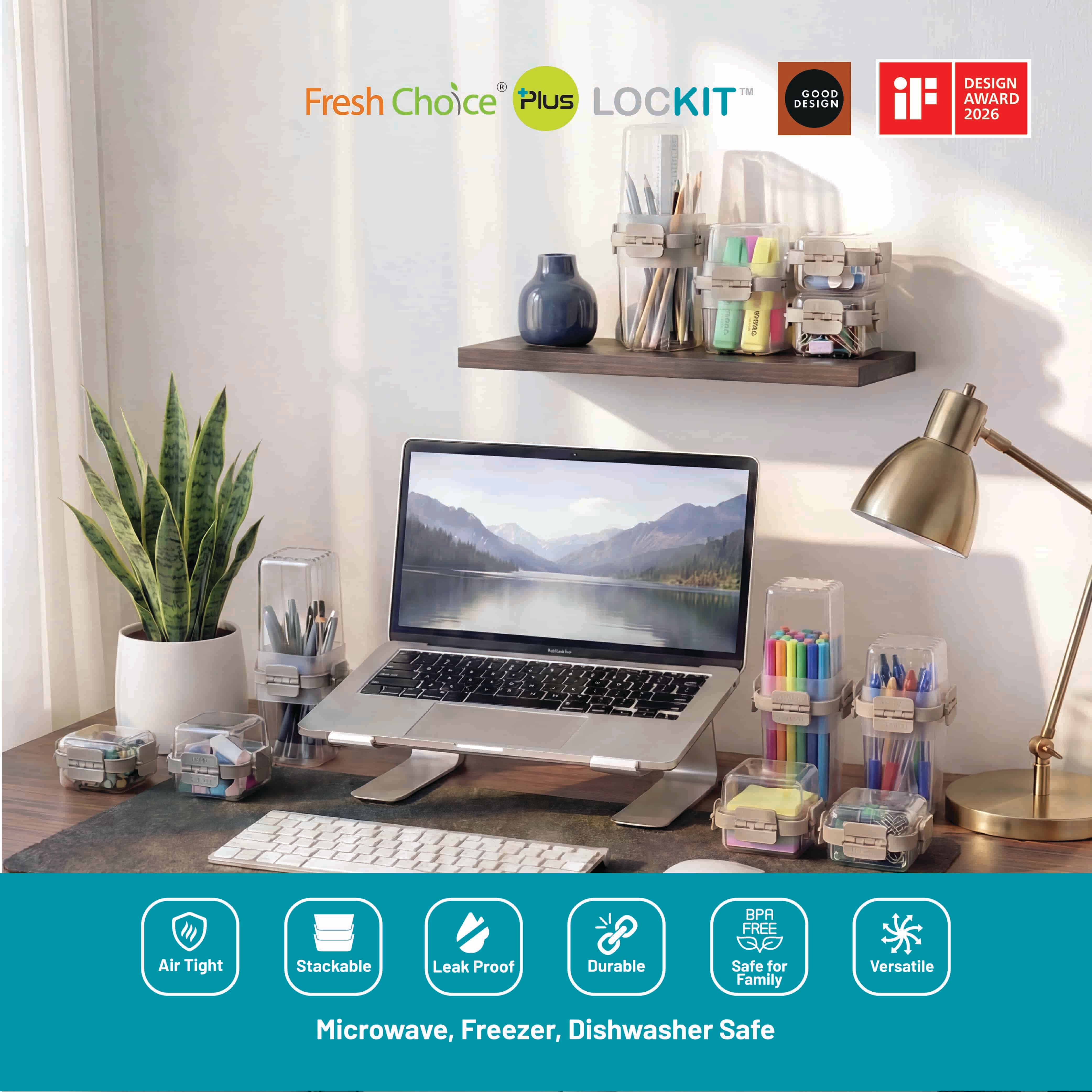Fresh Choice | Lockit Rectangle Large 9-Piece Set | Modular Food Storage