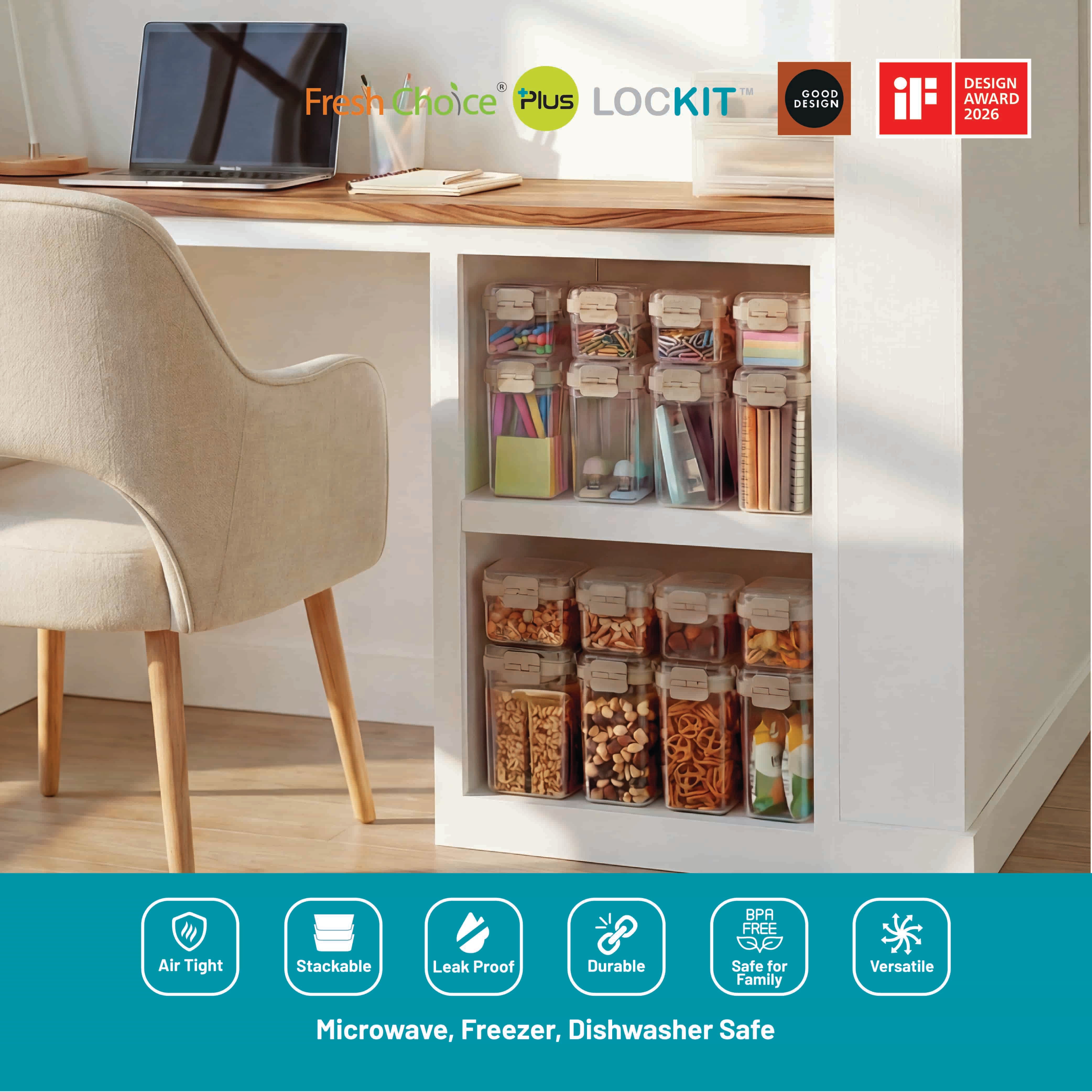 Fresh Choice | Lockit Square Large 6-Piece Set | Modular Food Storage