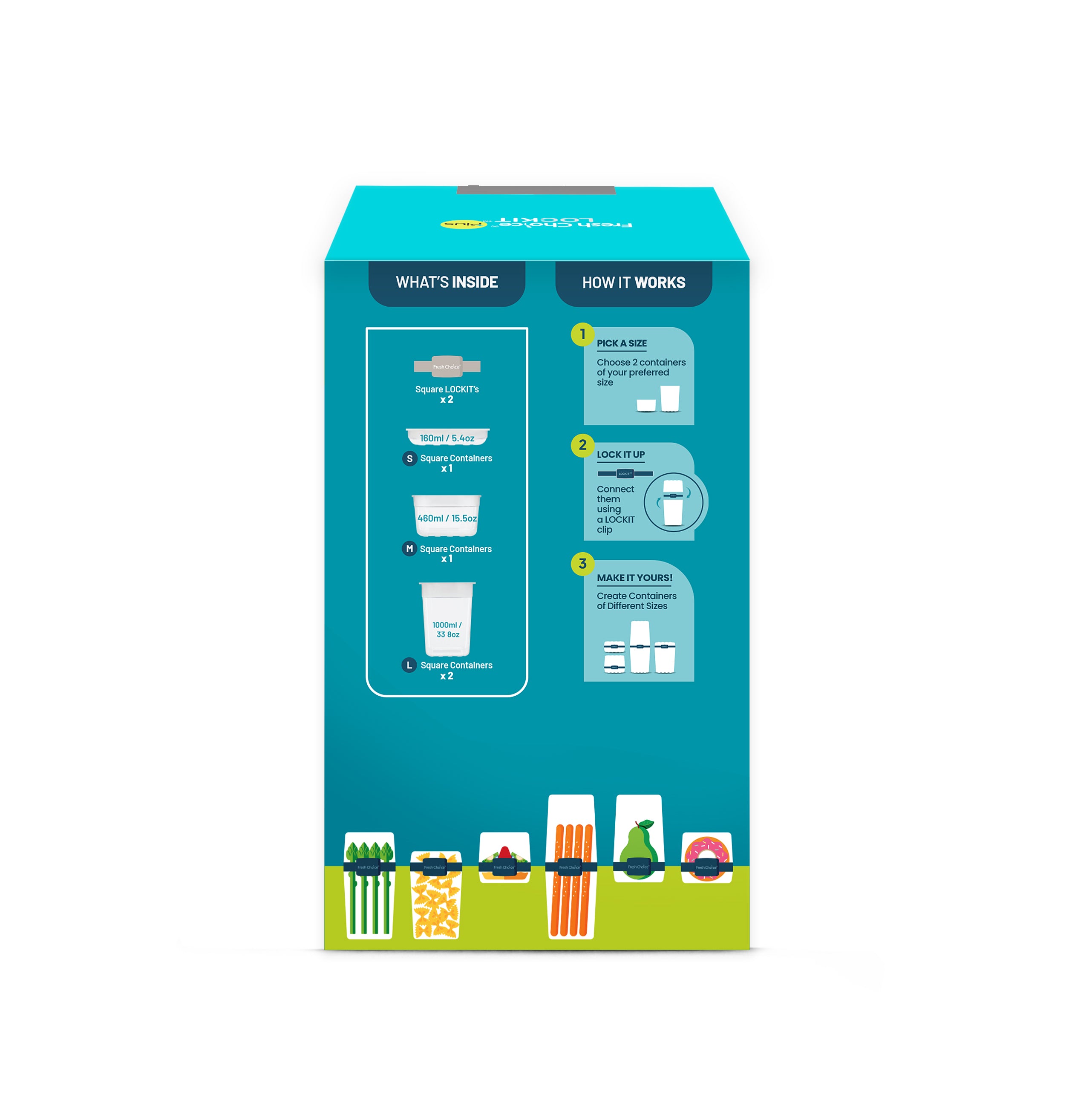 Fresh Choice | Lockit Square Large 6-Piece Set | Modular Food Storage