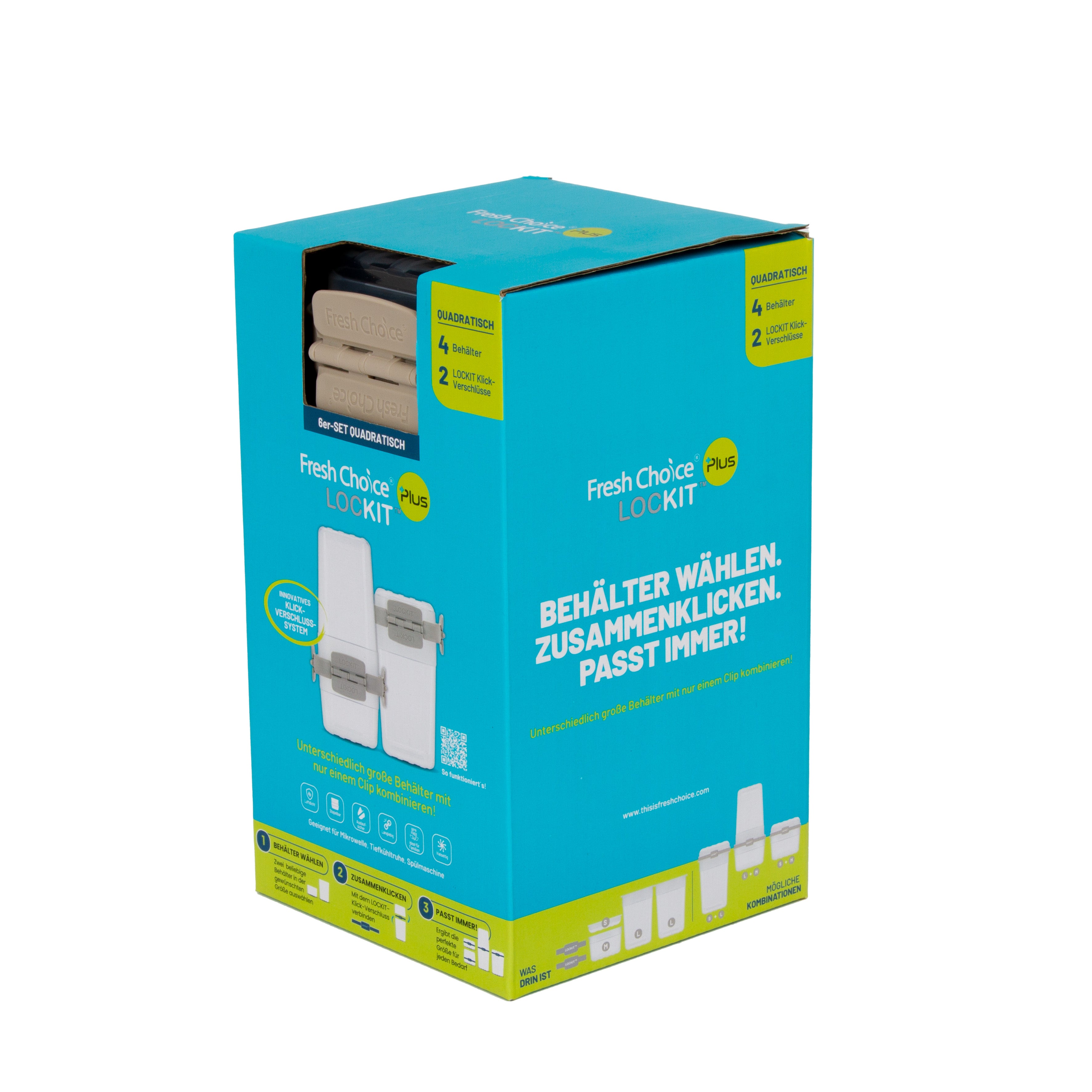 Fresh Choice | Lockit Square Large 6-Piece Set | Modular Food Storage