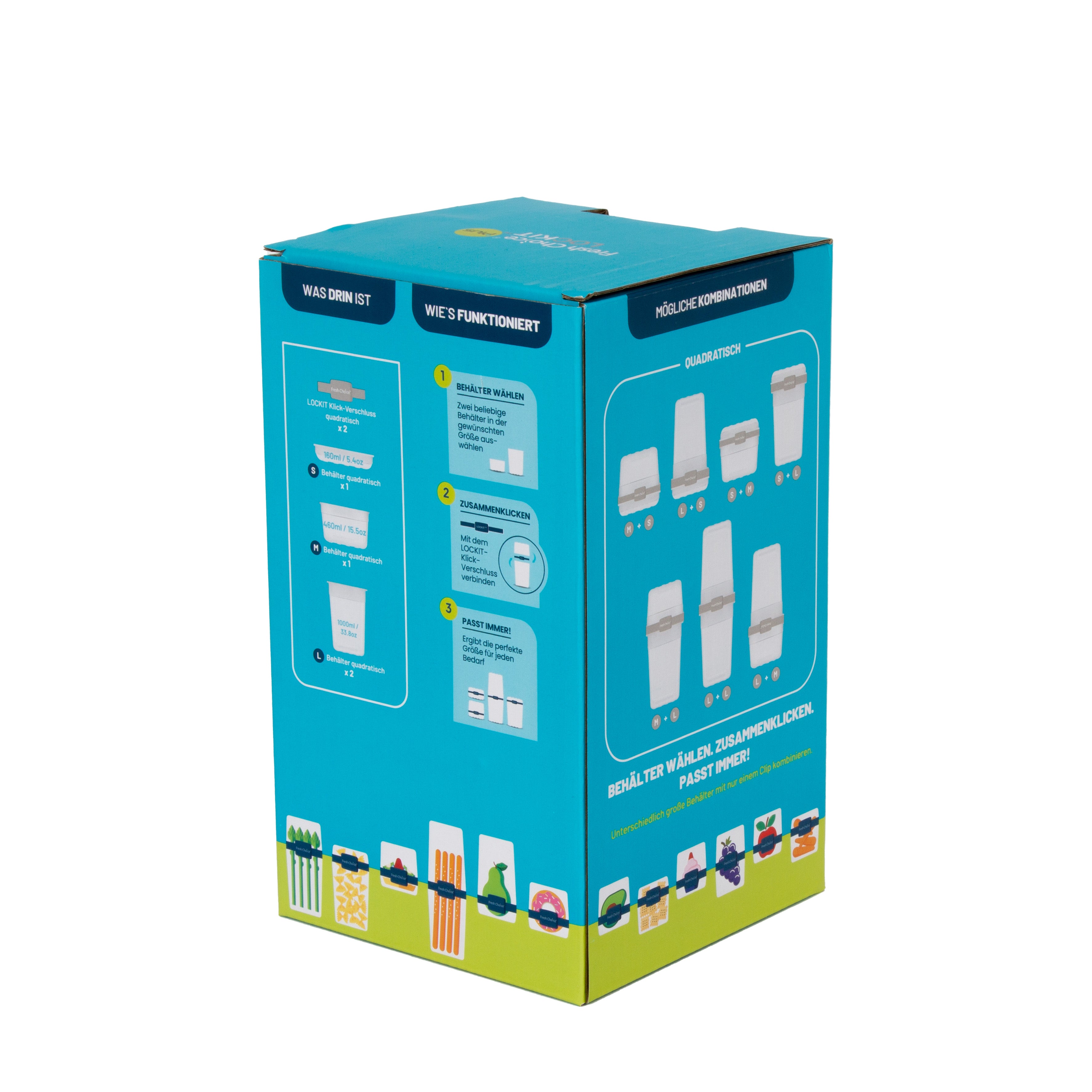 Fresh Choice | Lockit Square Large 6-Piece Set | Modular Food Storage