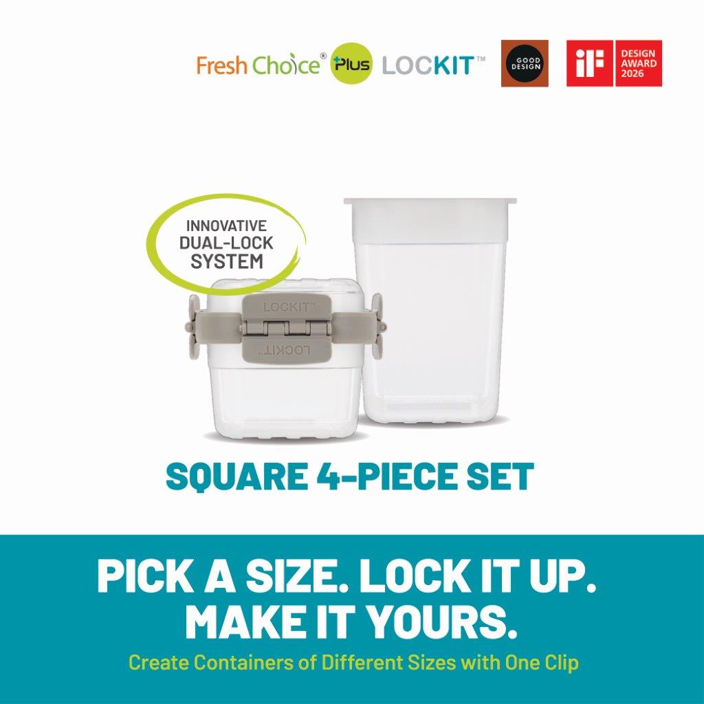 Fresh Choice | Lockit Square Midi 4-Piece Set | Modular Food Storage