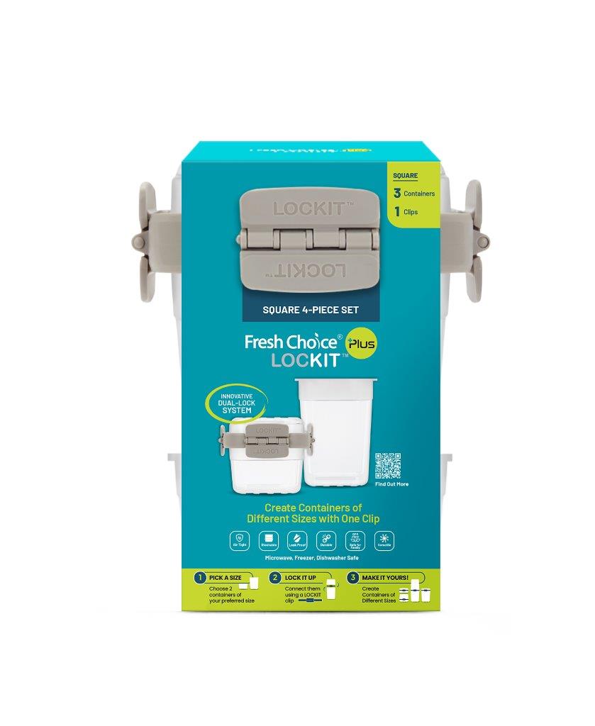 Fresh Choice | Lockit Square Midi 4-Piece Set | Modular Food Storage