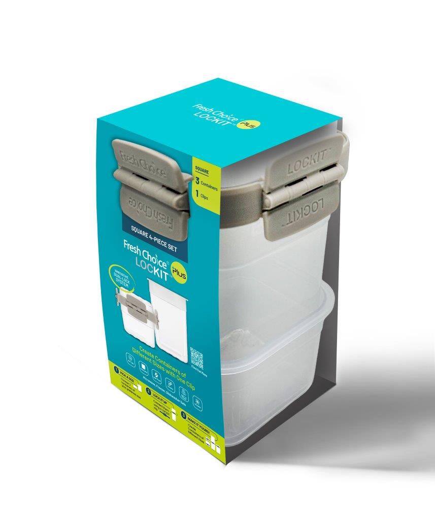 Fresh Choice | Lockit Square Midi 4-Piece Set | Modular Food Storage