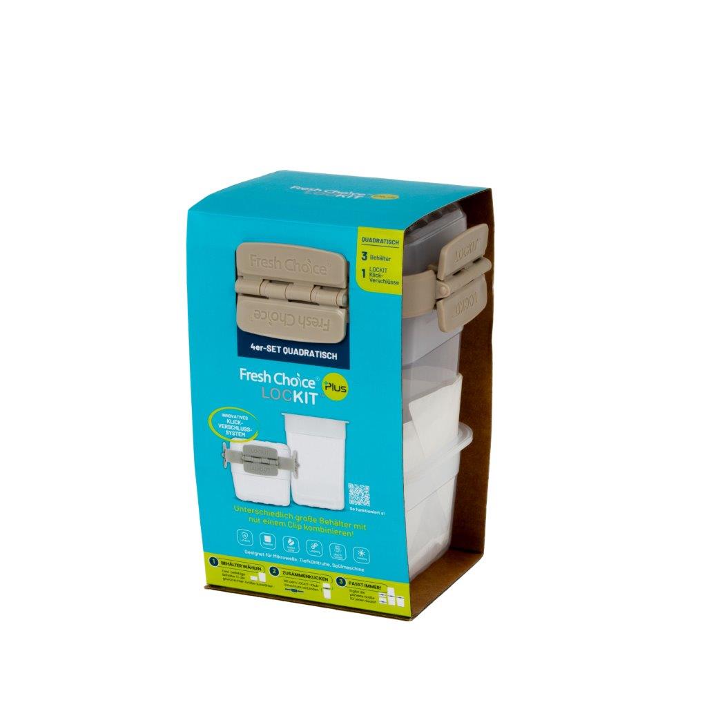 Fresh Choice | Lockit Square Midi 4-Piece Set | Modular Food Storage