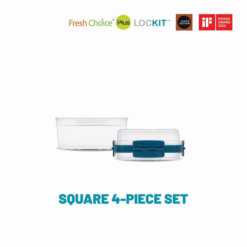 Fresh Choice | Lockit Rectangle Midi 4-Piece Set | Modular Food Storage