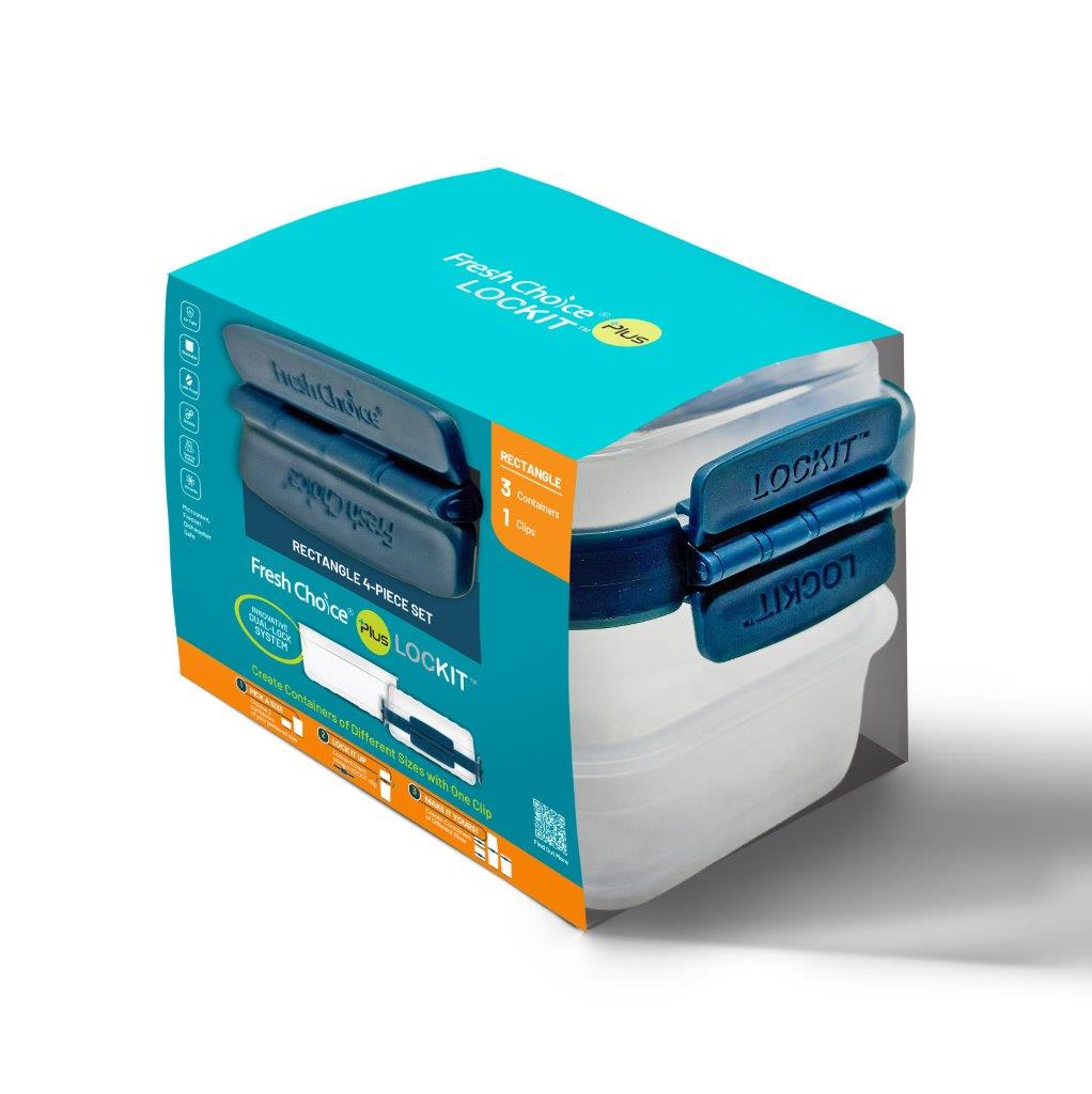Fresh Choice | Lockit Rectangle Midi 4-Piece Set | Modular Food Storage